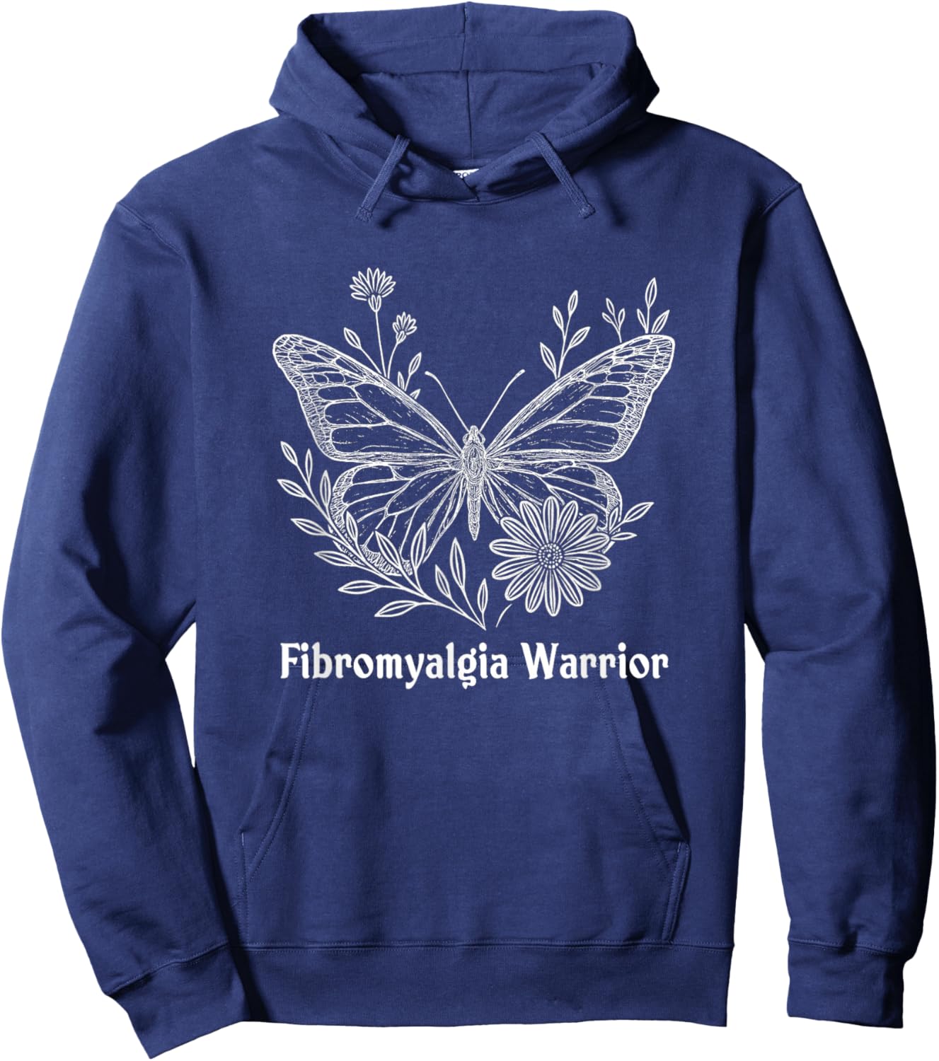 Fibromyalgia Warrior Awareness Butterfly Invisible Illness Hoodie - Hoodie | Navy