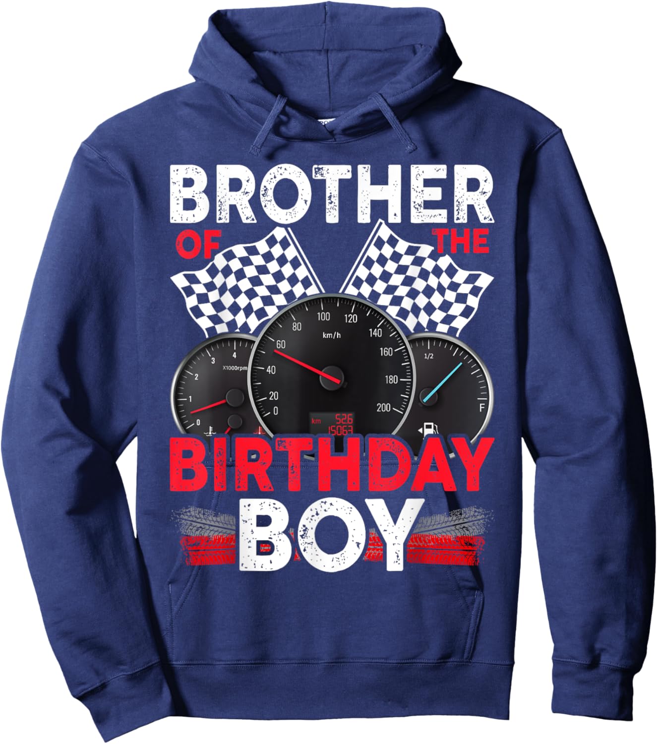 Race Car Brother Of The Birthday Boy Racing Family Pit Crew Hoodie - Hoodie | Navy