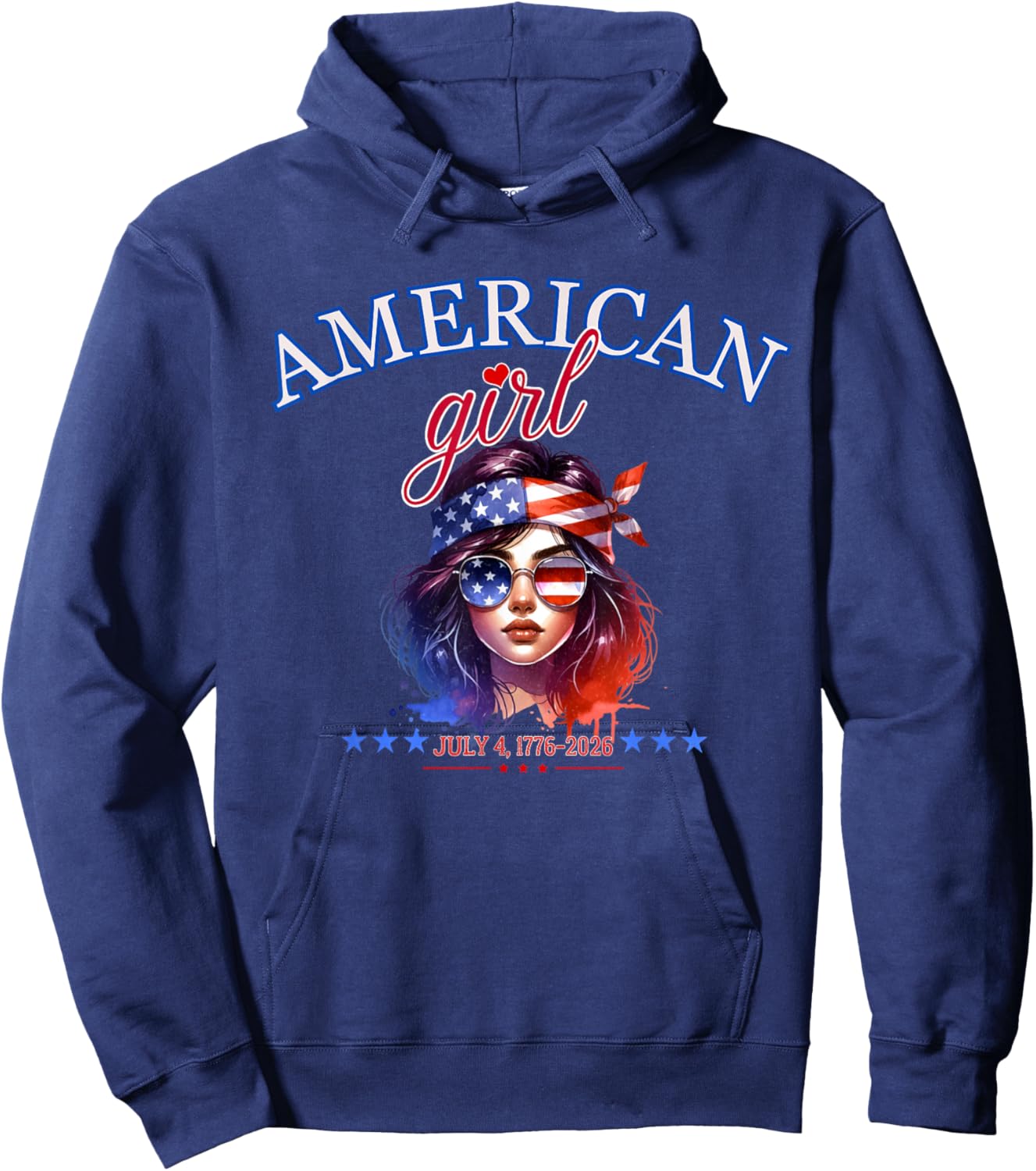 Red White and Blue American Girl Hoodie - Hoodie | Navy