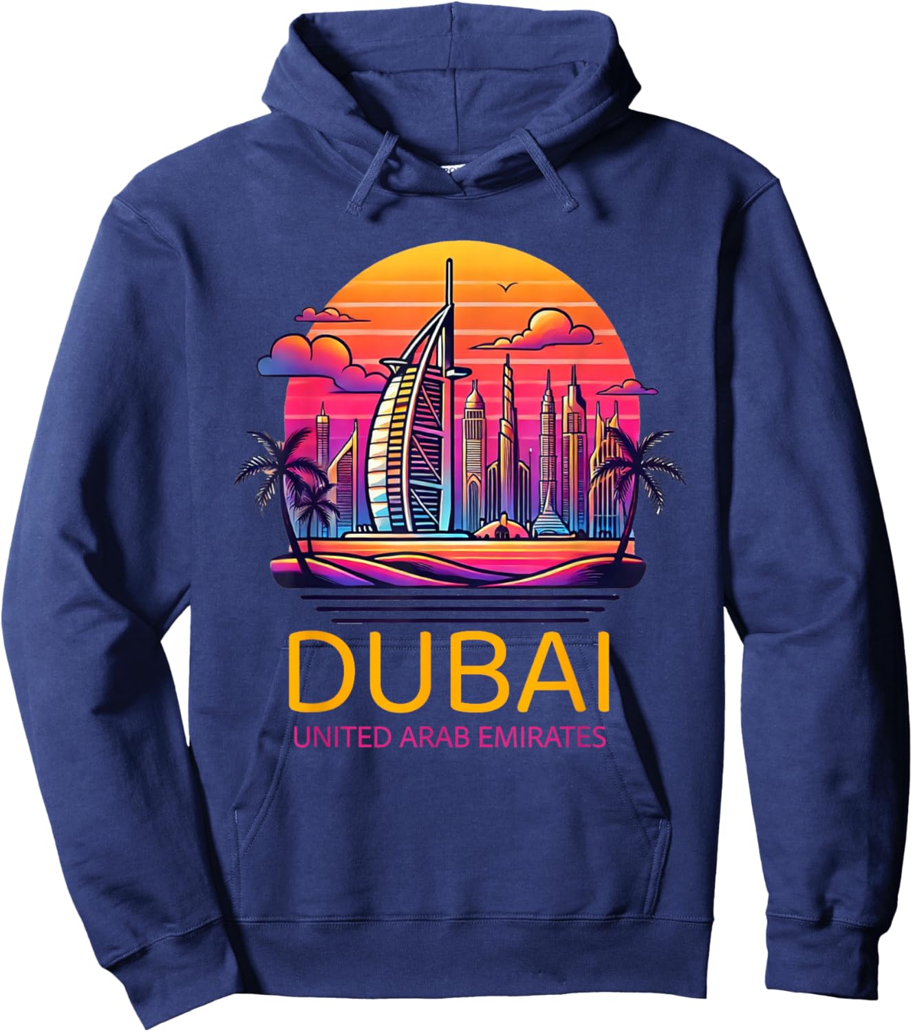 Dubai Souvenir Skyline UAE United Arab Emirate Reminder Hoodie - Hoodie | Navy