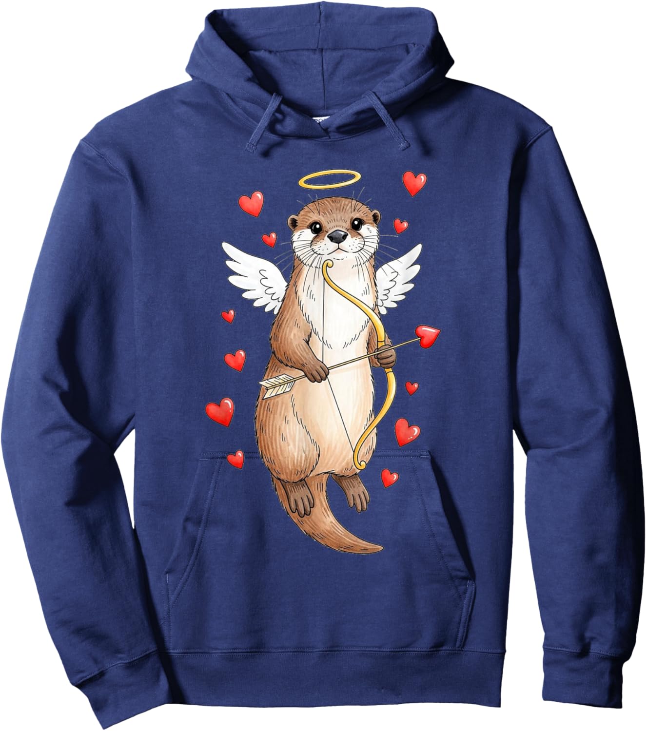 Cupidon Loutre Amour Saint Valentin Mignonne Romantique Hoodie - Hoodie | Navy