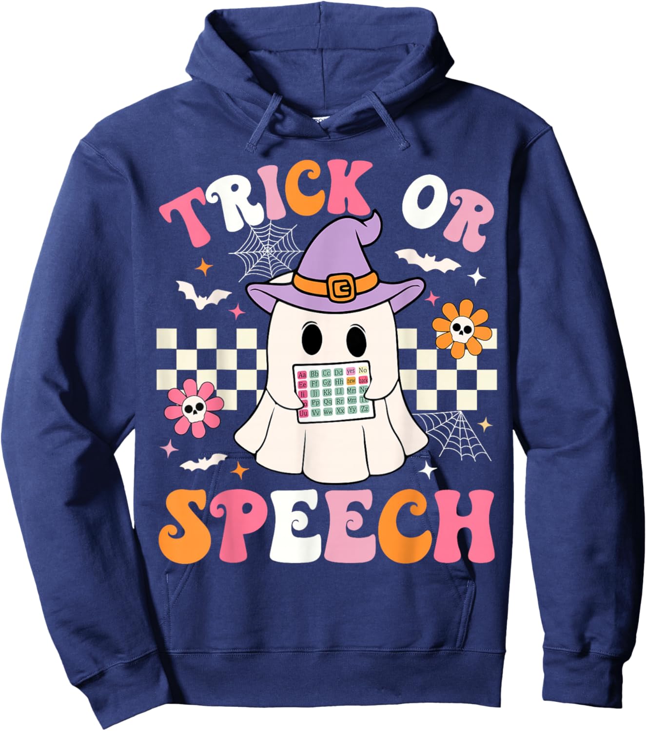 Trick or Speech Funny SLP Halloween Speech Therapy Halloween Hoodie - Hoodie | Navy