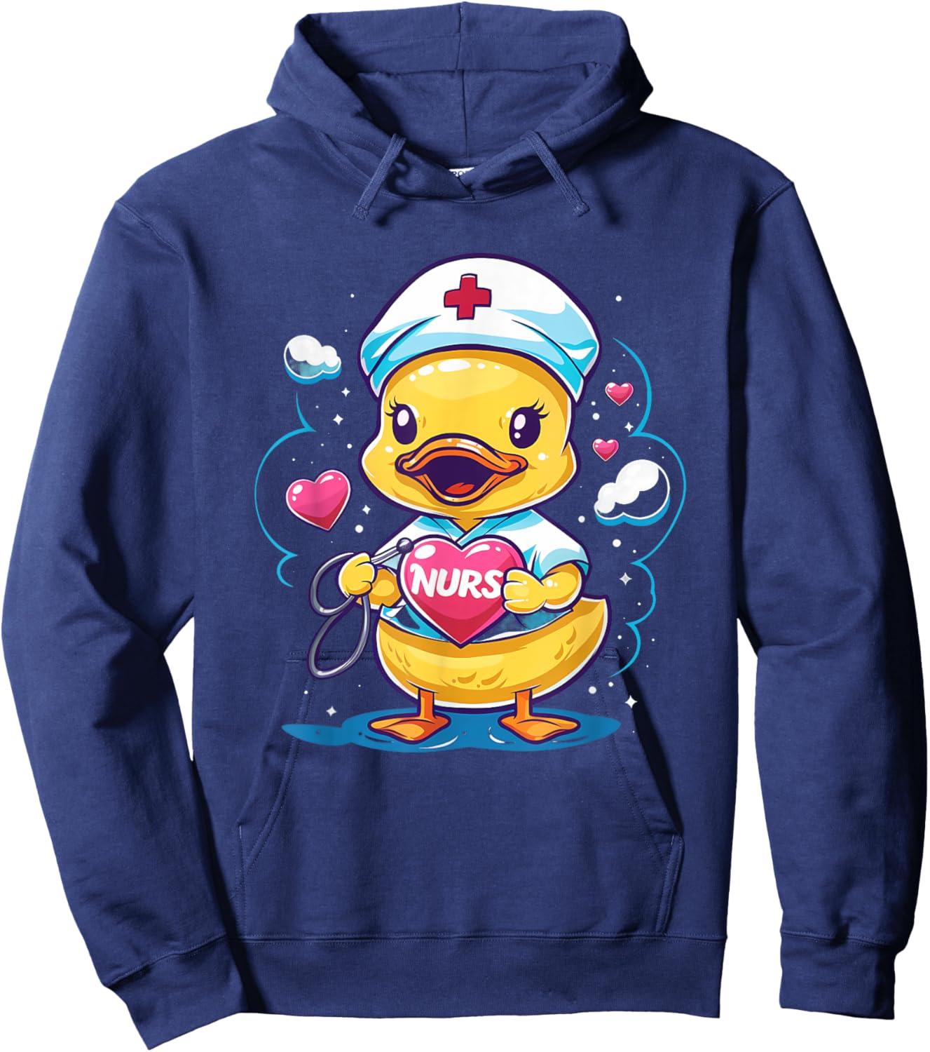 Rubber Duck Nurse Stethoscope Nursing Medical Rubber Duck Hoodie - Hoodie | Navy