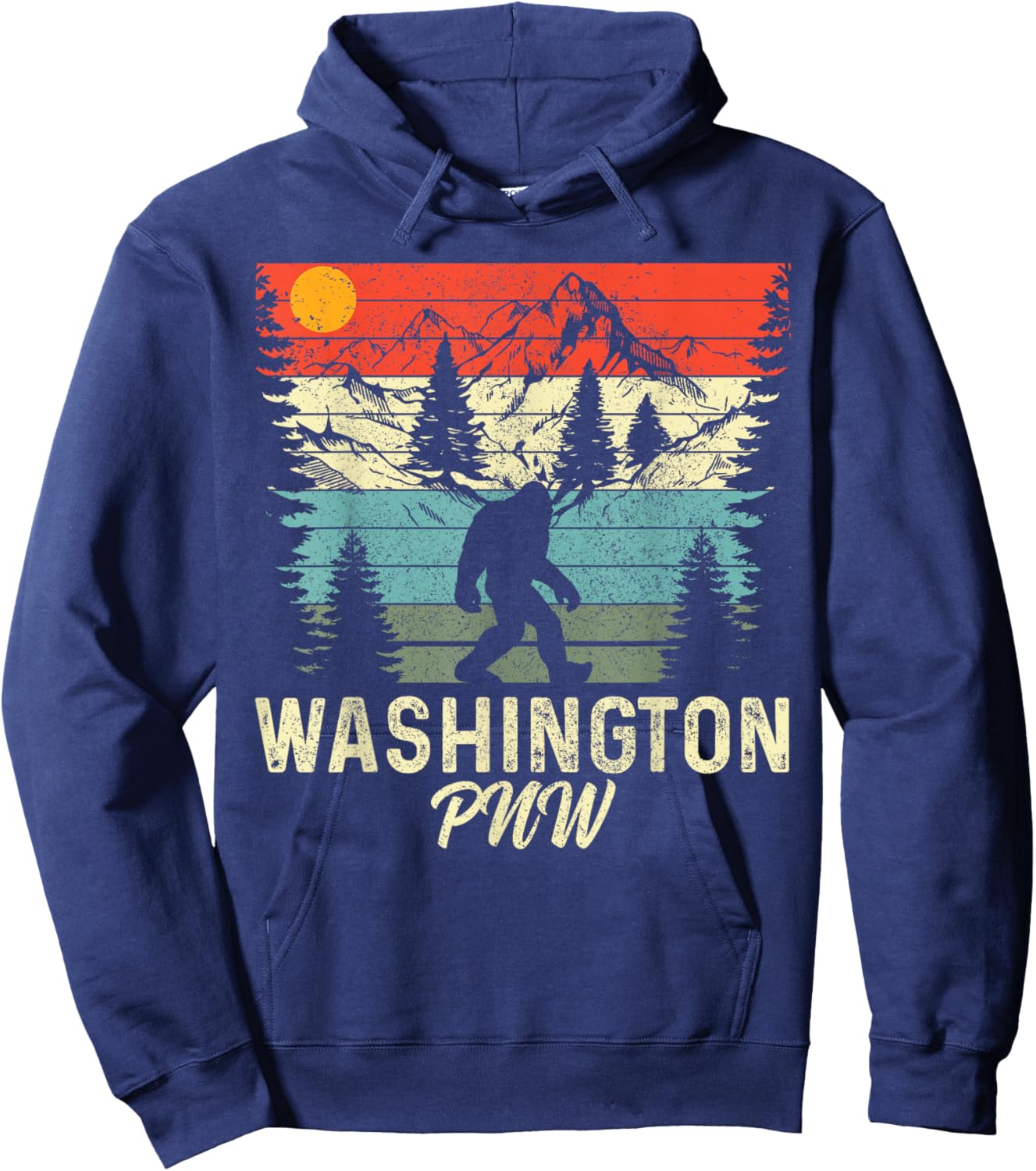 Washington PNW Bigfoot Vintage Pacific Northwest Hoodie - Hoodie | Navy