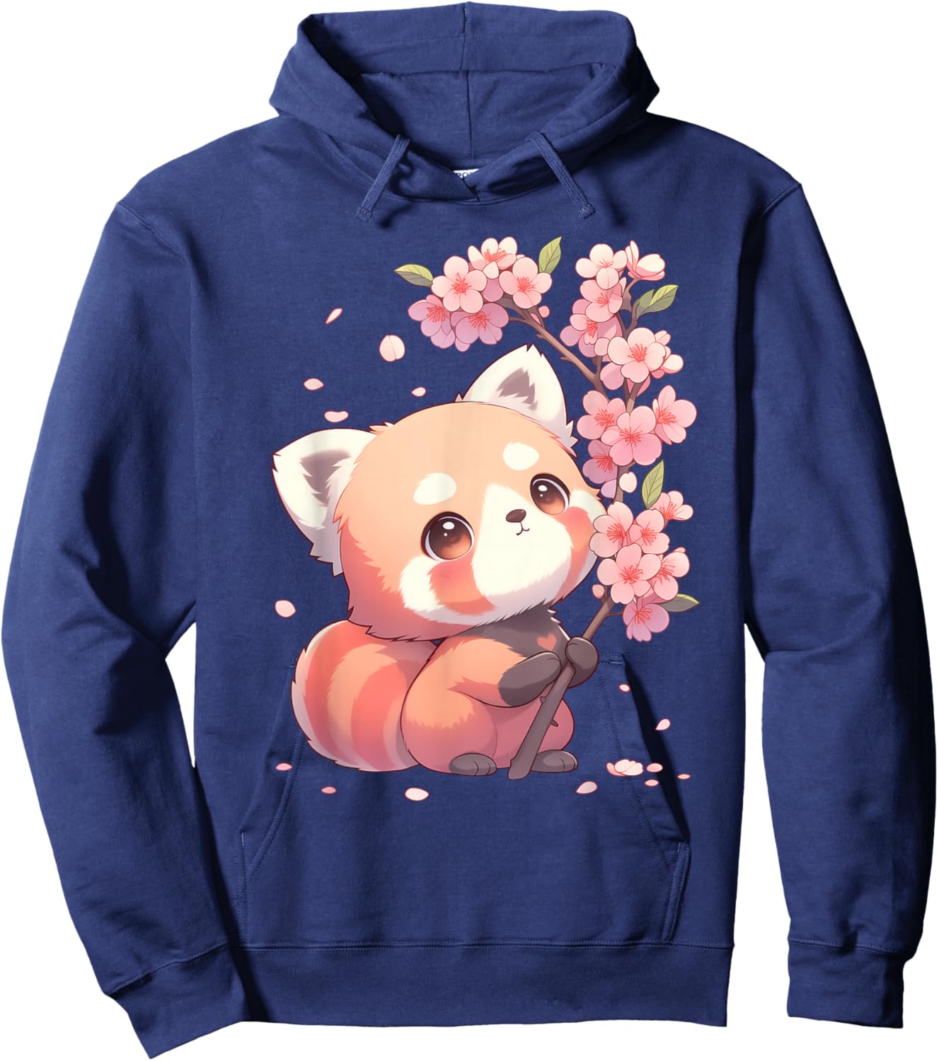 Kawaii Sakura Red Panda| Cute Red Panda Cherry Blossom Hoodie - Hoodie | Navy