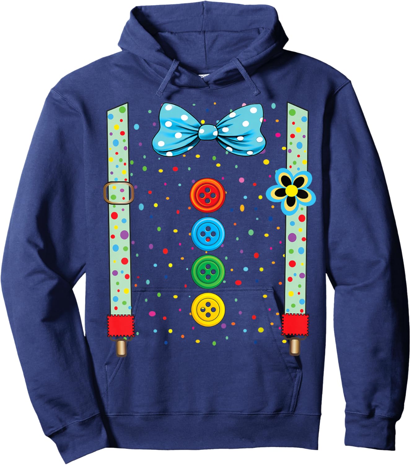 Carnival Costume Fancy Dress Costume Funny Clown Confetti Hoodie - Hoodie | Navy