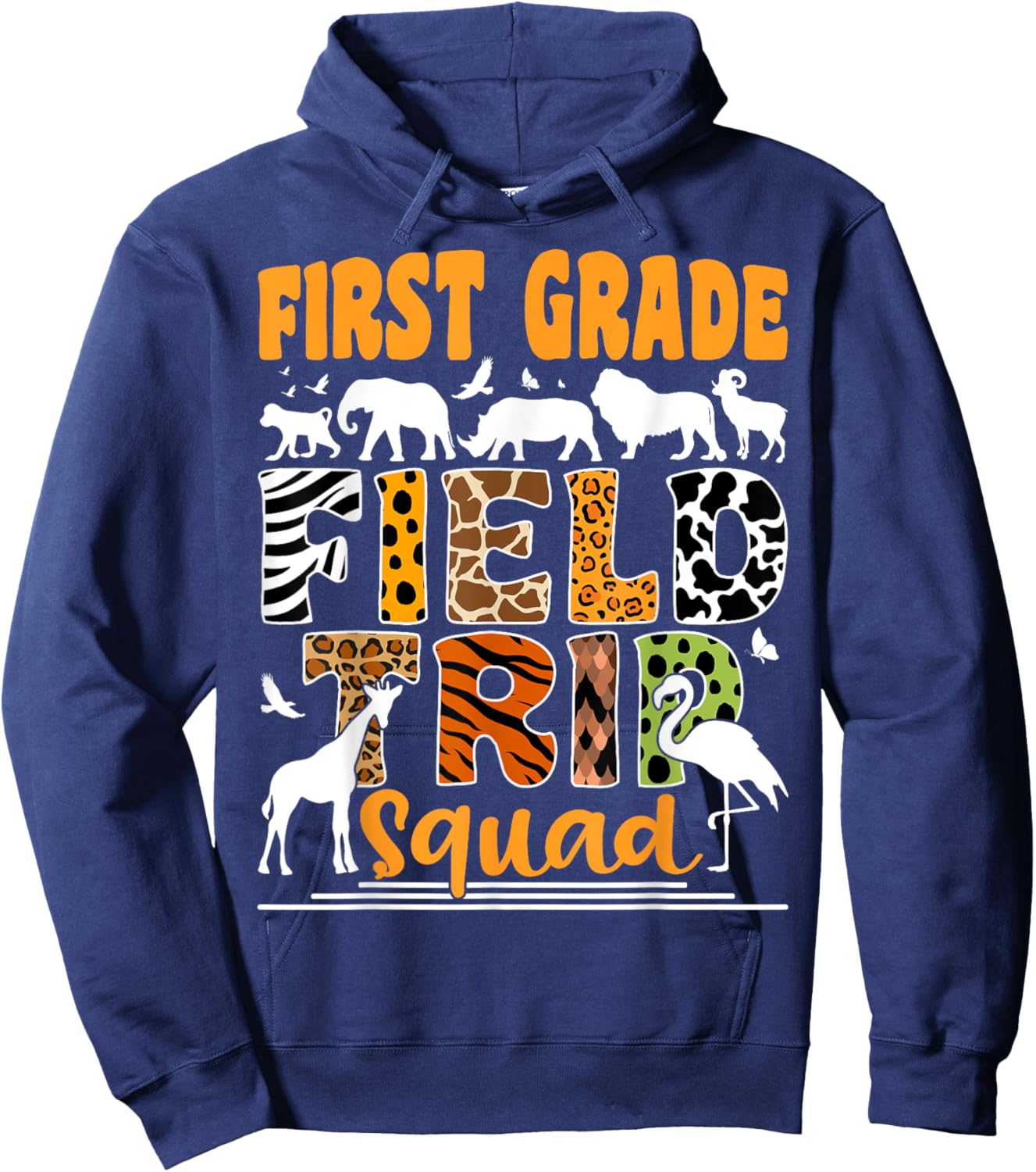 First Grade Field Trip Squad Safari 1st Grade Field Trip Zoo Hoodie - Hoodie | Navy
