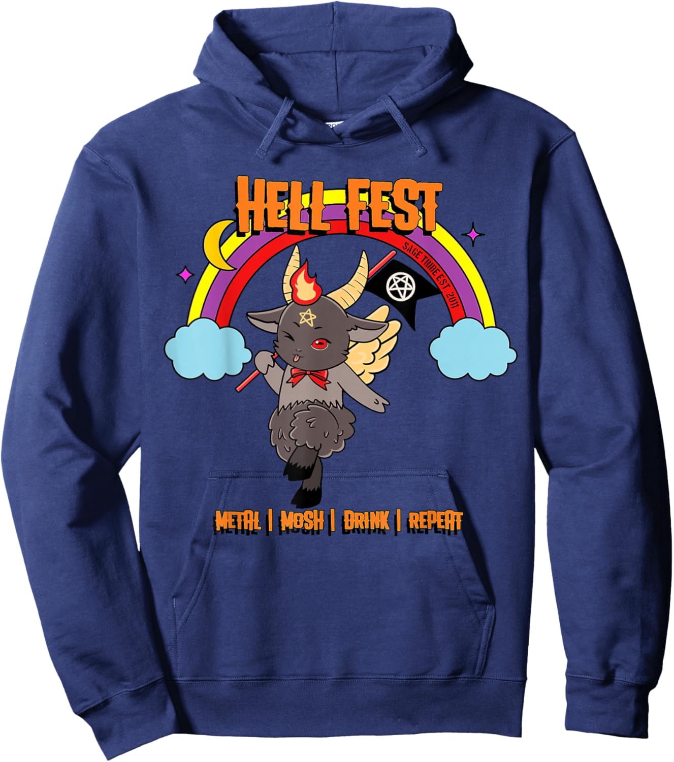 Repeating Drink HellFest Baby Baphomet Metal Mosh Hoodie - Hoodie | Navy