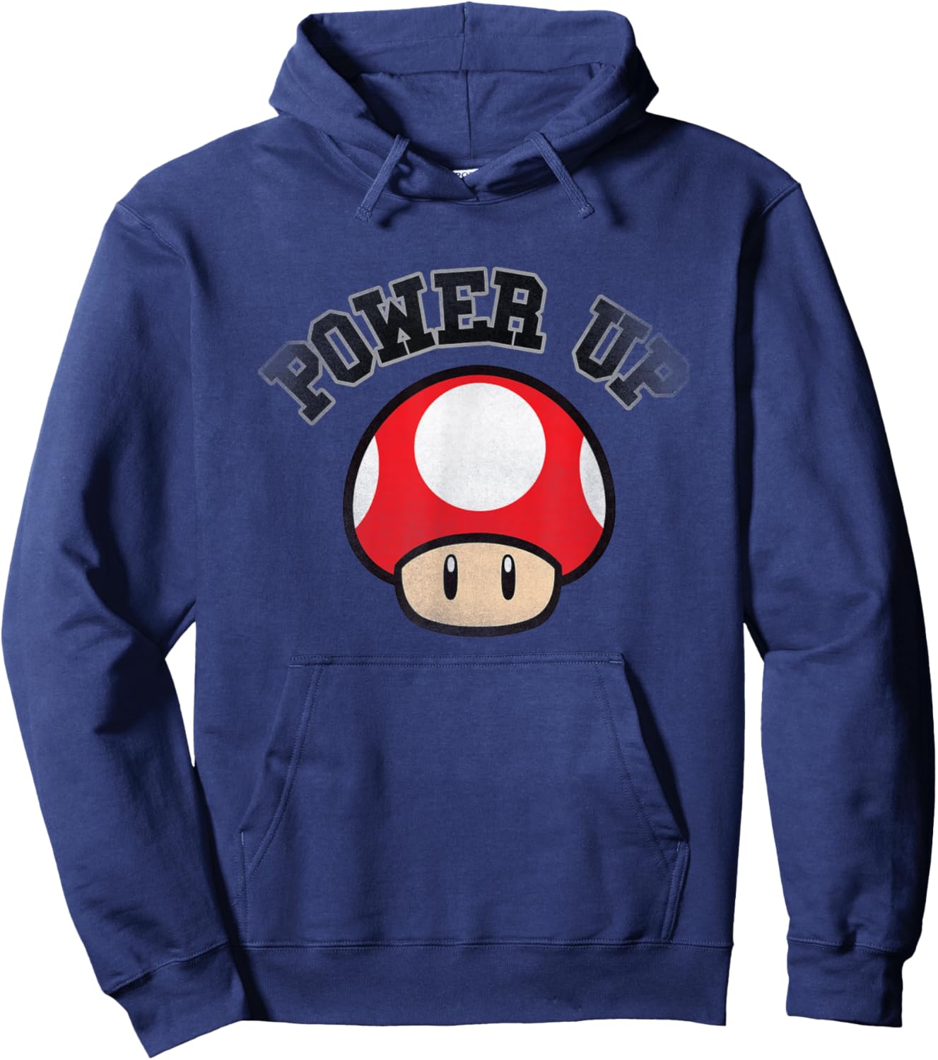 Super Mario Power Up Red Mushroom Distressed Hoodie - Hoodie | Navy