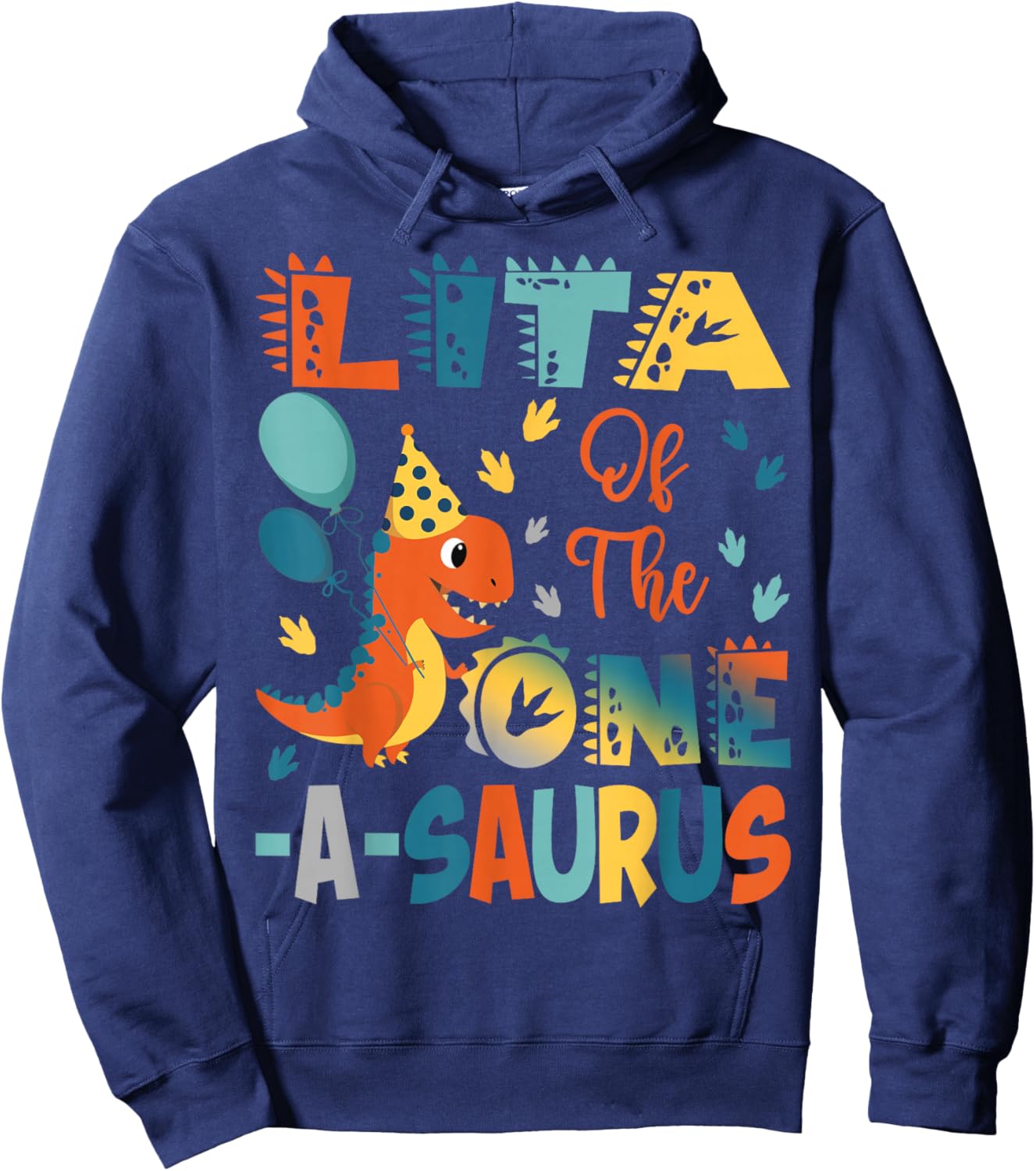 Lita Of The One-A-Saurus 2Nd Birthday Dinosaur Party Hoodie - Hoodie | Navy