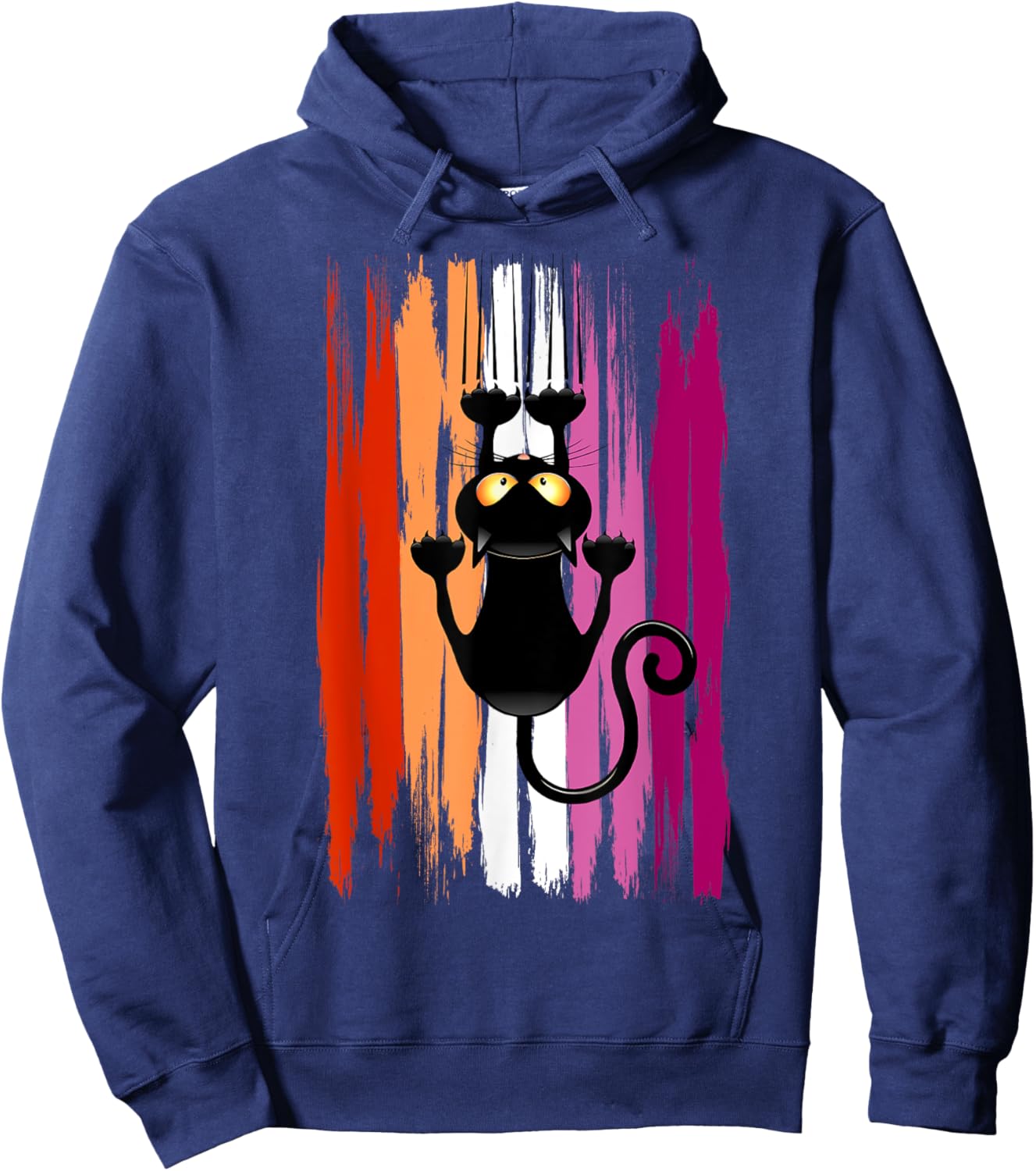 Funny Cat Climber Pride Lesbian Hoodie - Hoodie | Navy