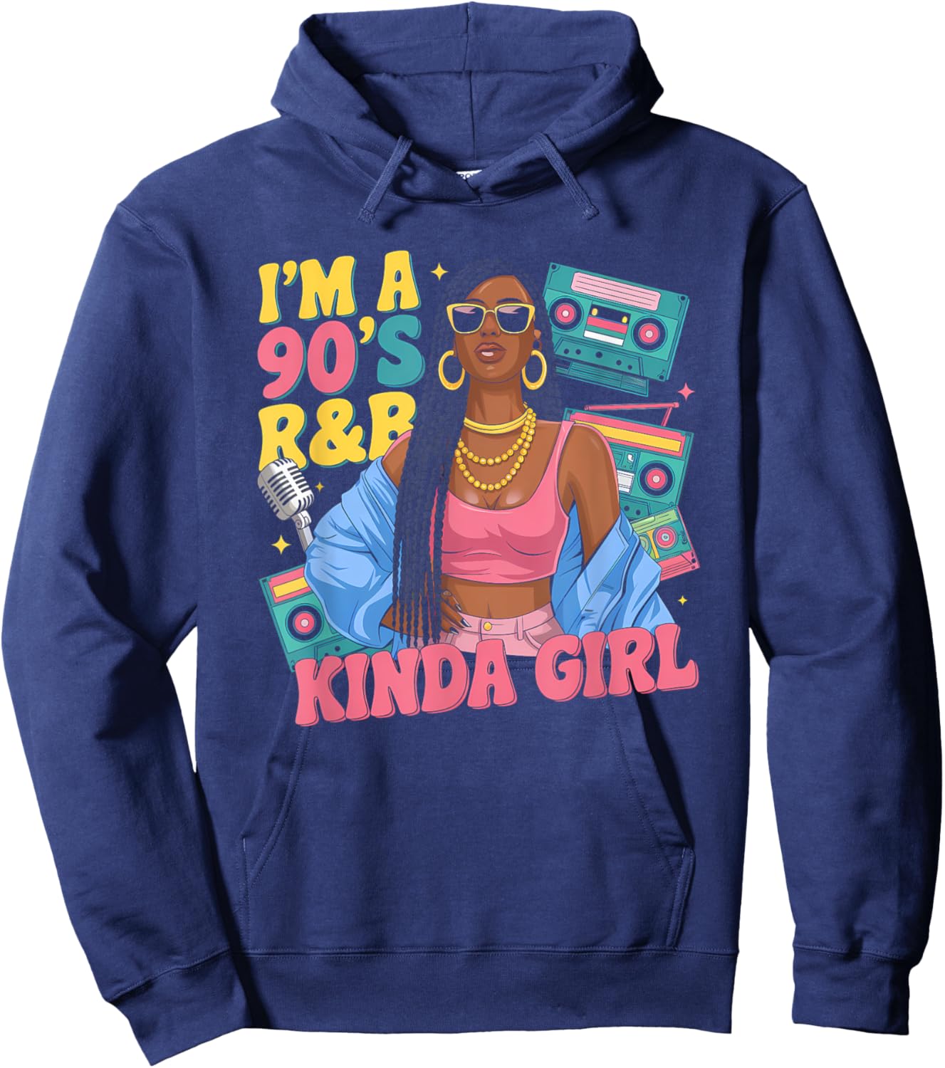 90s R&B Shirts Raised On 90s R&B Girl Hip Hop Muse Hoodie - Hoodie | Navy
