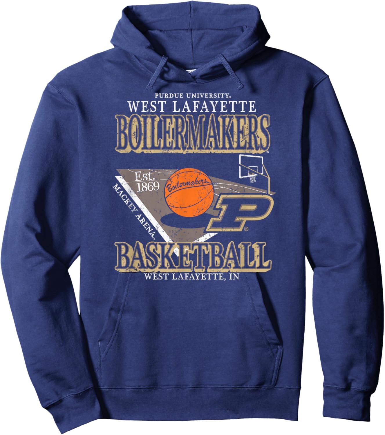 Purdue Boilermakers Basketball Vintage Mackey Arena Black Hoodie - Hoodie | Navy