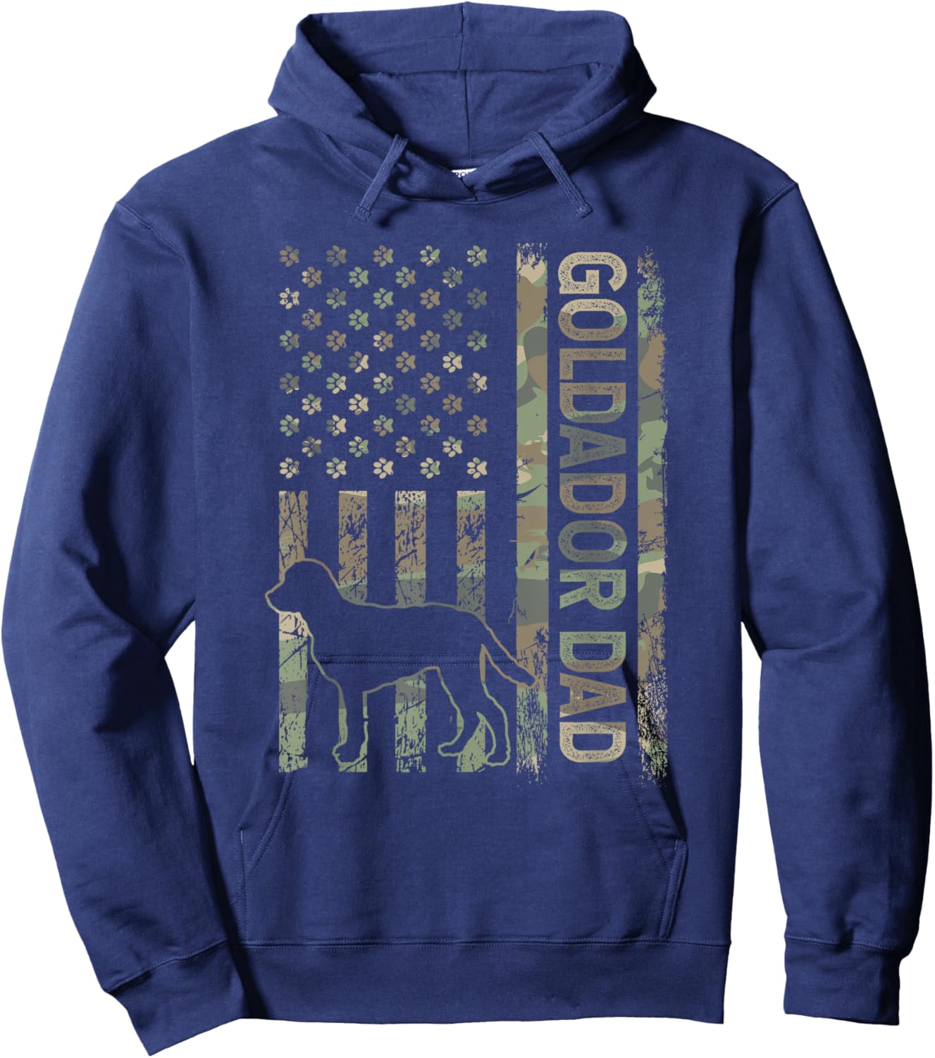 Patriotic Goldador Dad USA Flag Camo Crossbreed Lover Hoodie - Hoodie | Navy