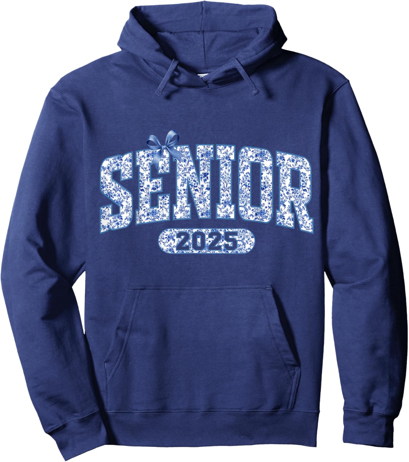 Chinoiserie Coquette Bow Senior 2025 Hoodie - Hoodie | Navy