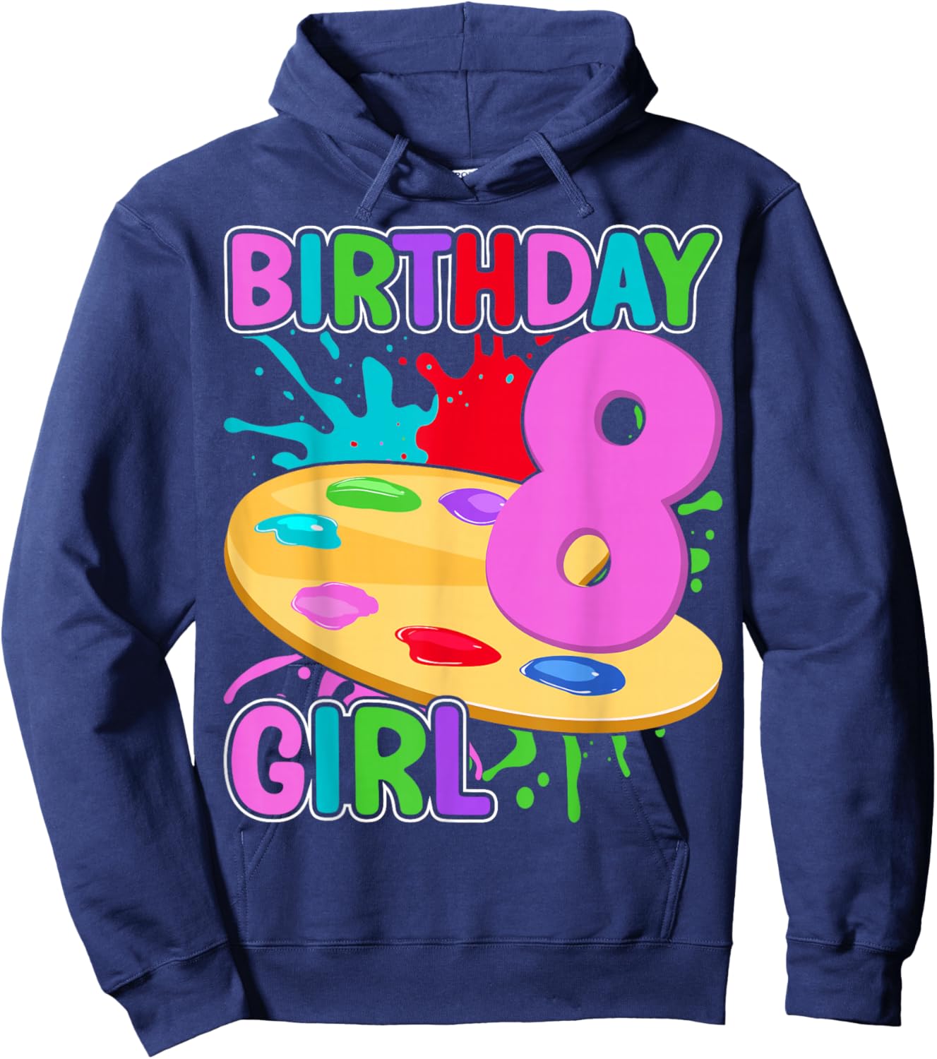 Kids Artist 8 Years Old Painting Art 8th Birthday Girl Hoodie - Hoodie | Navy