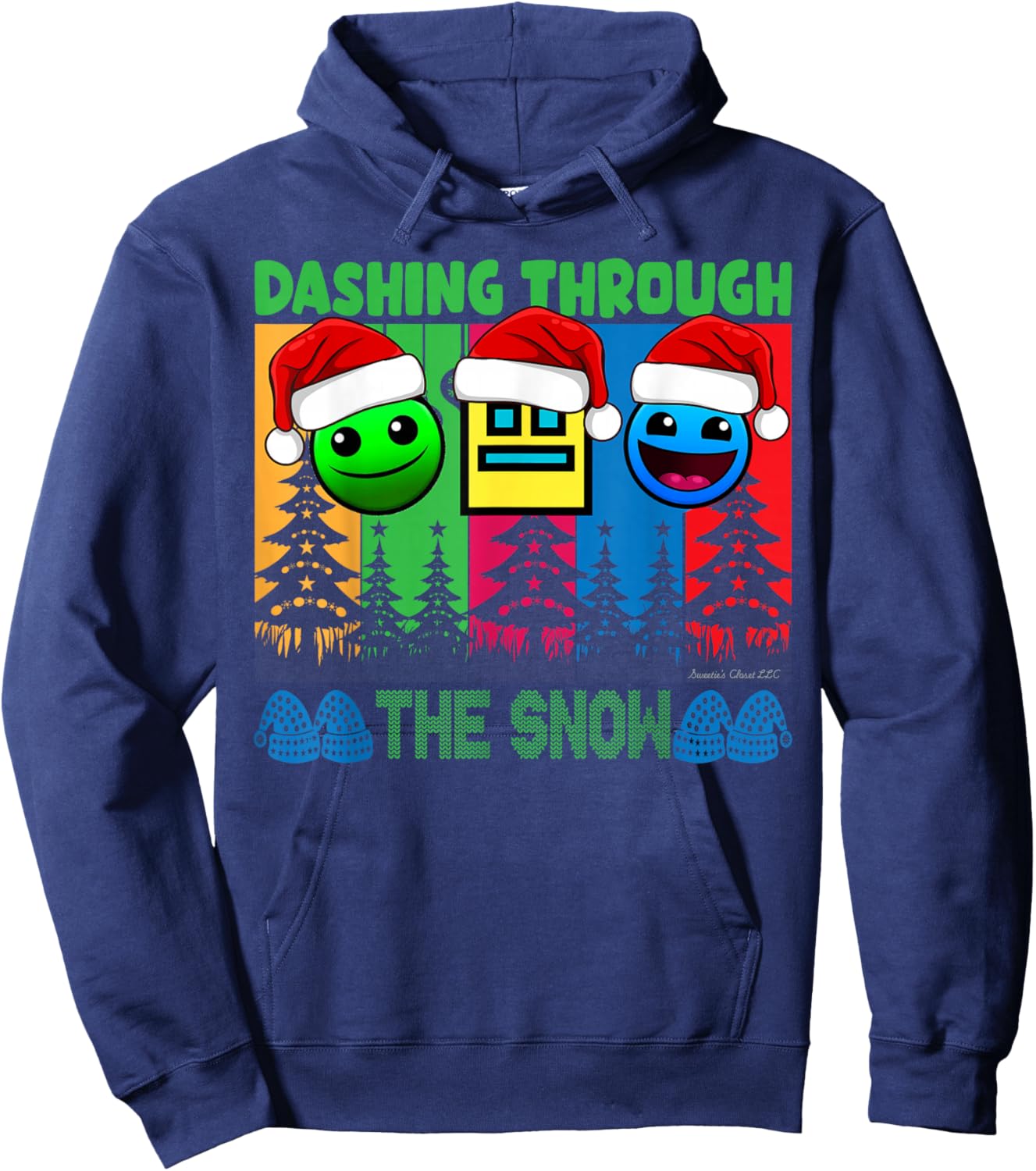 Geometry Dashing Through The Snow Sleep Dash Game Christmas Hoodie - Hoodie | Navy