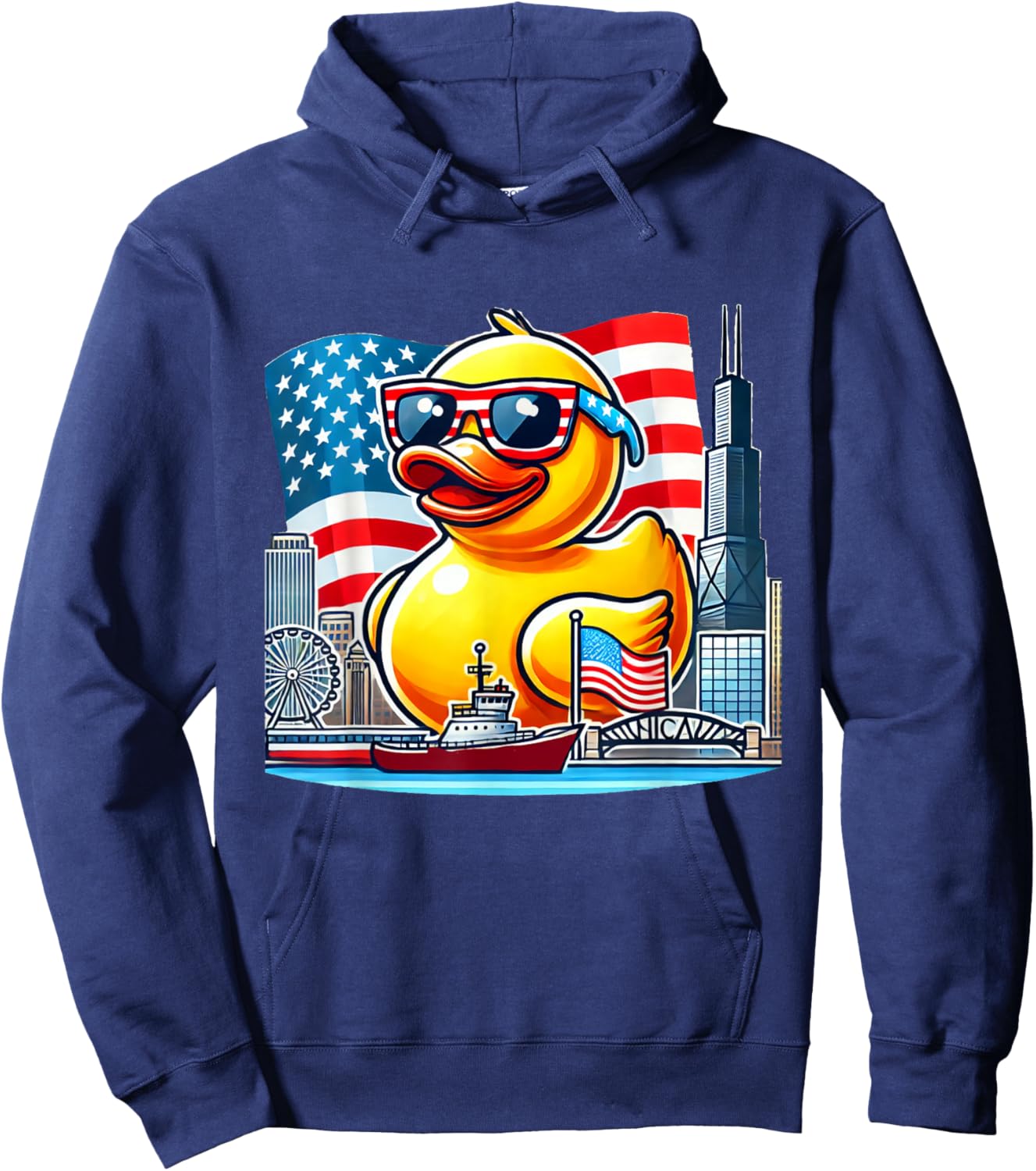 Chicago Ducky Derby Rubber Duck Design Hoodie - Hoodie | Navy