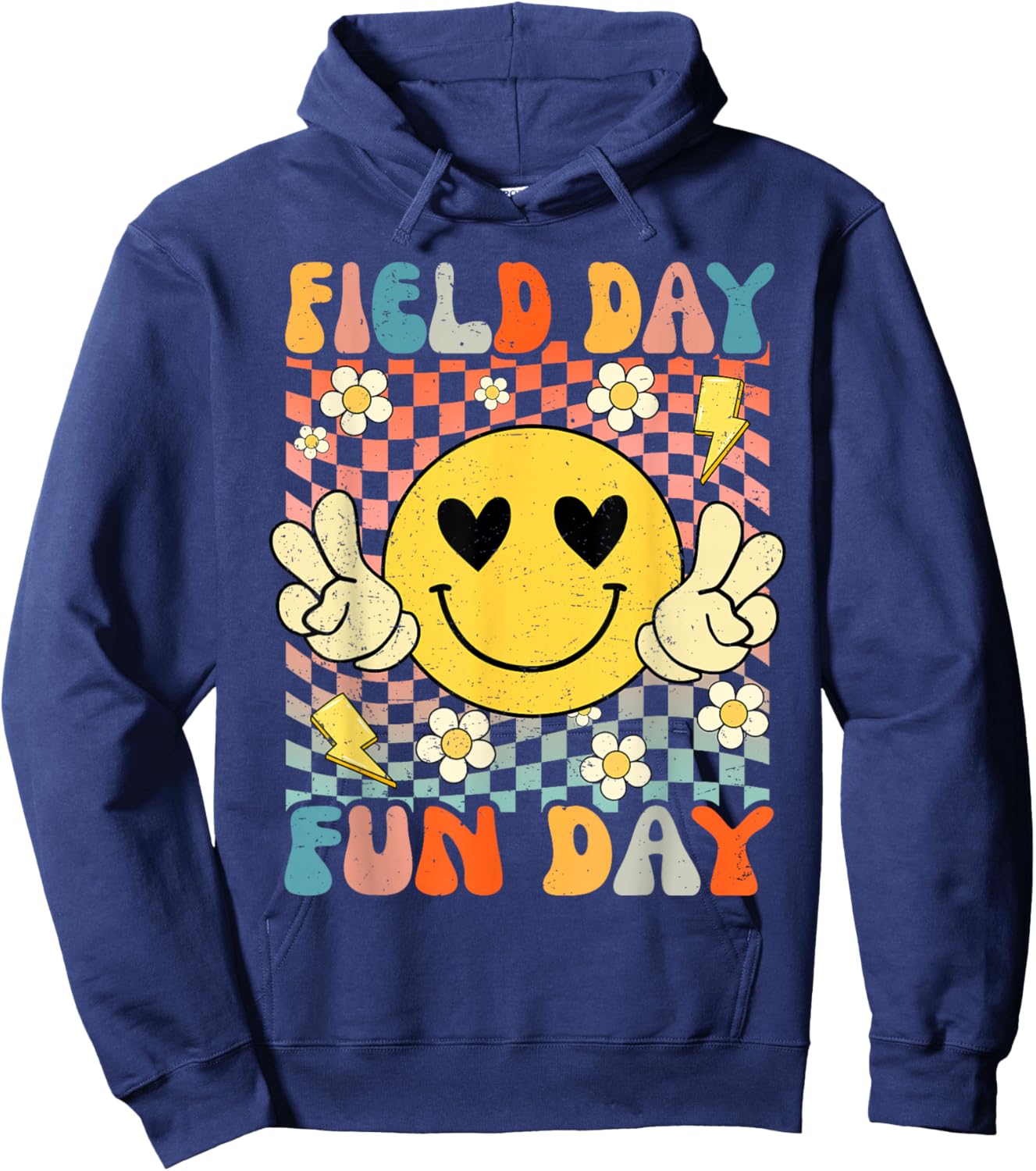 Field Day Fun Day Groovy Retro Field Trip Funny Boys Girls Hoodie - Hoodie | Navy