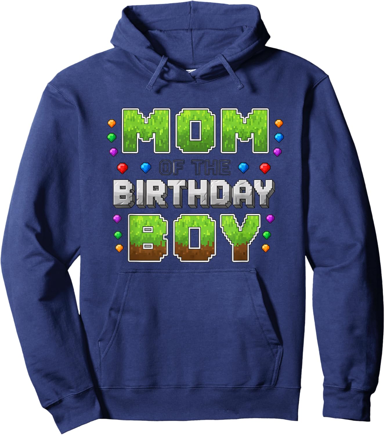 Birthday Mom of The Birthday Boy Pixel Gamer Party Hoodie - Hoodie | Navy