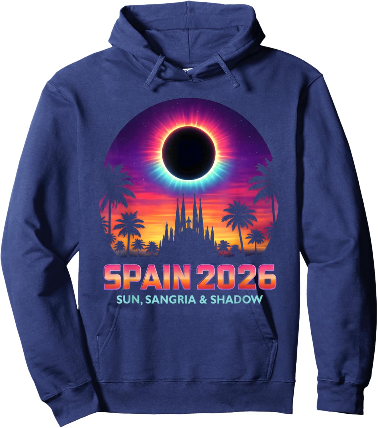 Spain 2026 Total Solar Eclipse Barcelona Summer Vacation Hoodie - Hoodie | Navy