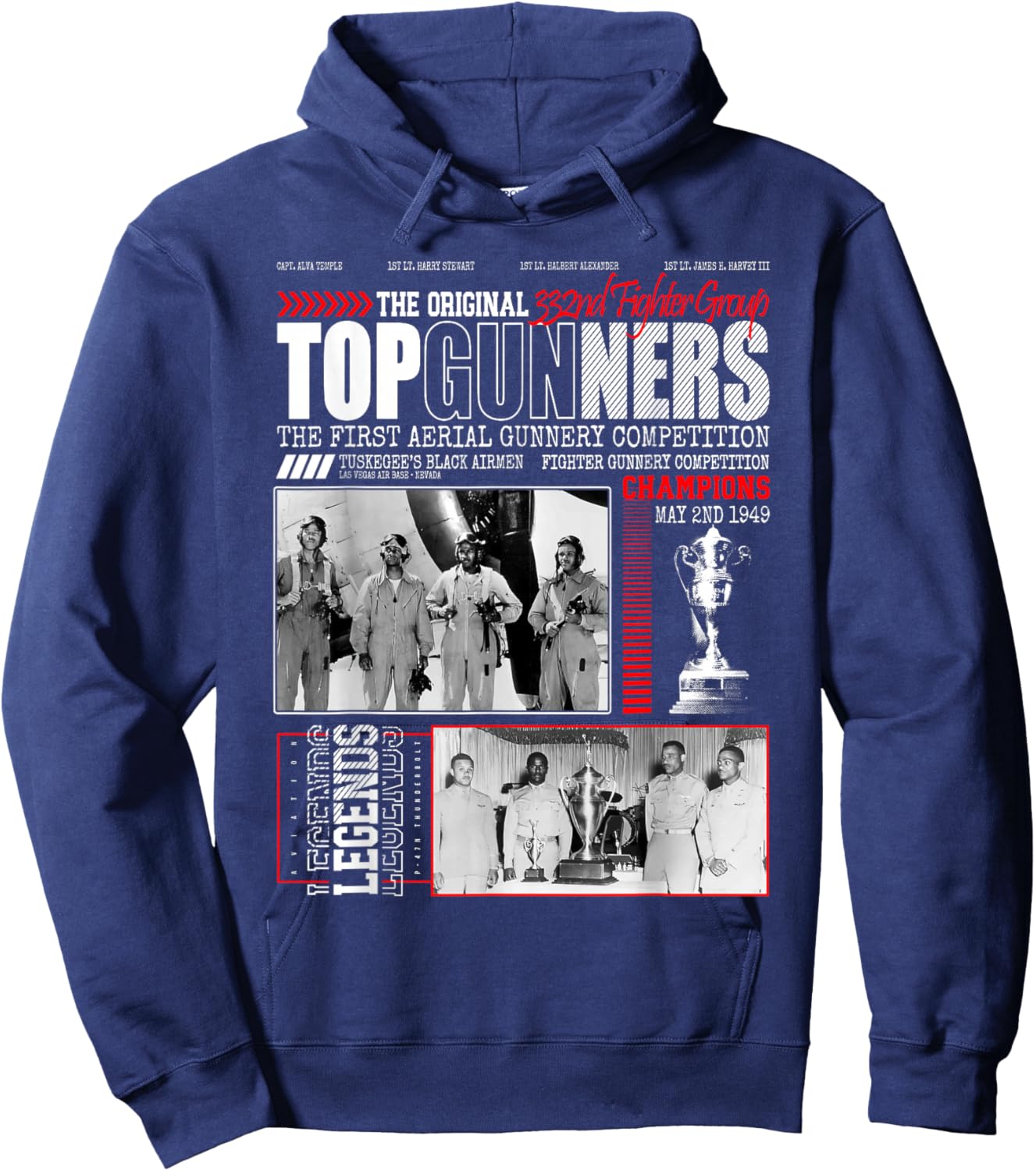 Tuskegee's Top Gunnery 1949 Black Airmen 332nd Fighter Group Hoodie - Hoodie | Navy