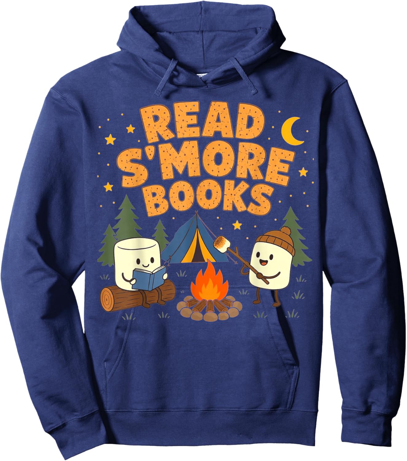 Read S'More Books Camping Outdoors Travel Campfire Smores Hoodie - Hoodie | Navy
