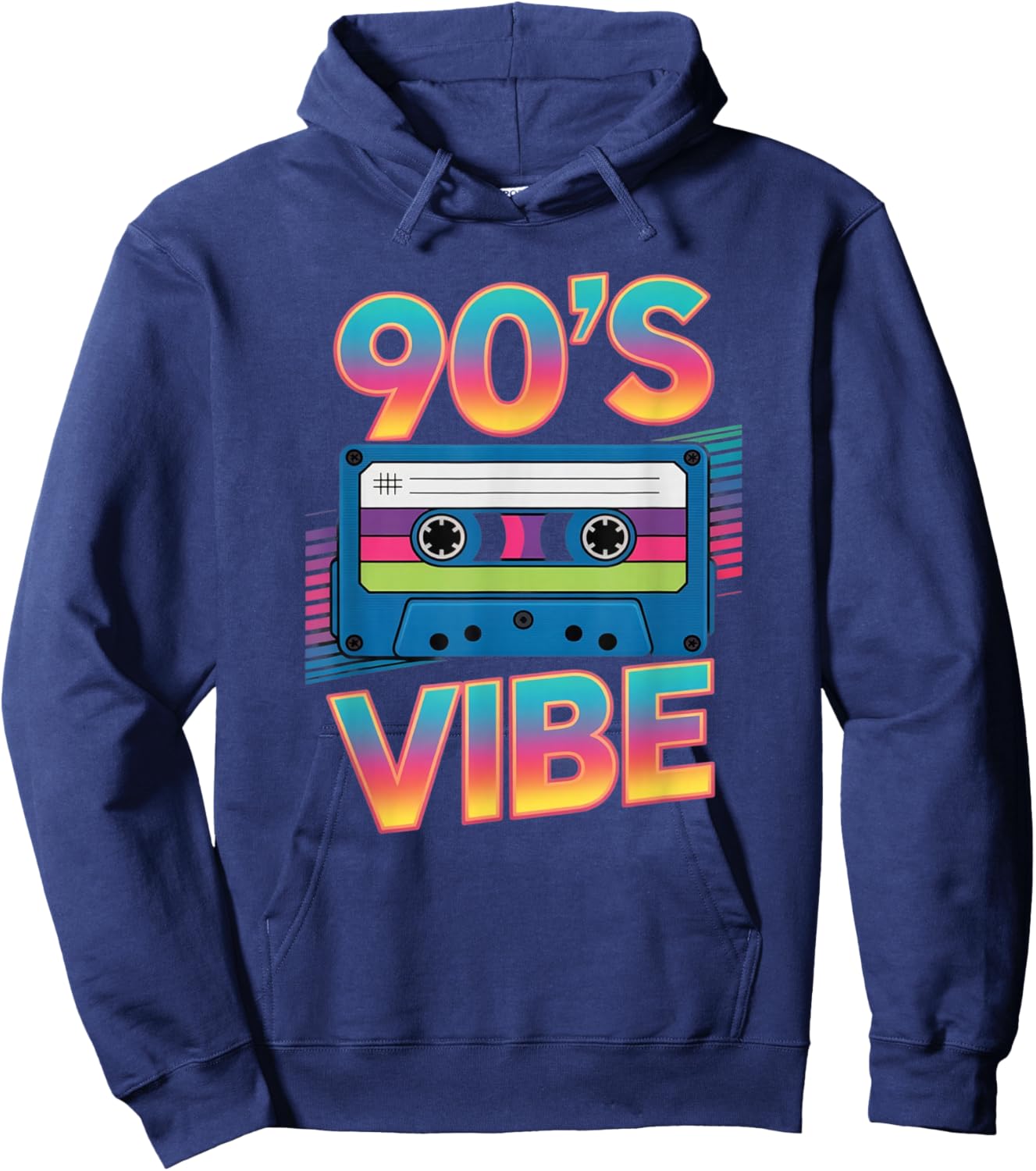 90’s Vibe Retro Cassette Tape Vintage 90s Aesthetic Art Hoodie - Hoodie | Navy