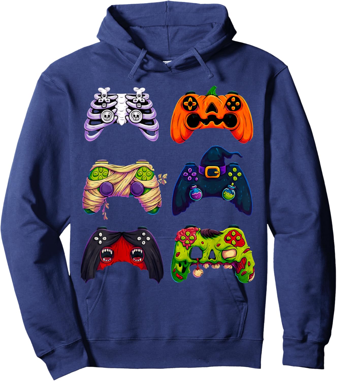 Halloween Skeleton Zombie Gaming Controllers Hoodie - Hoodie | Navy