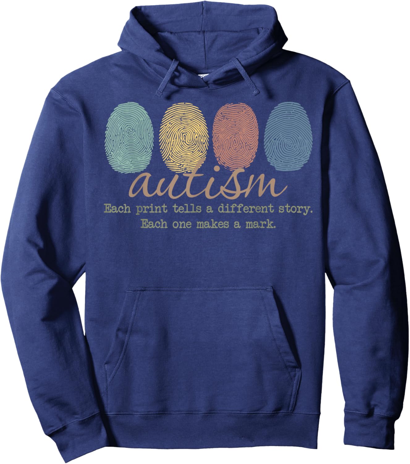 Fingerprint Autism Each Print Tells A Different Story Retro Hoodie - Hoodie | Navy