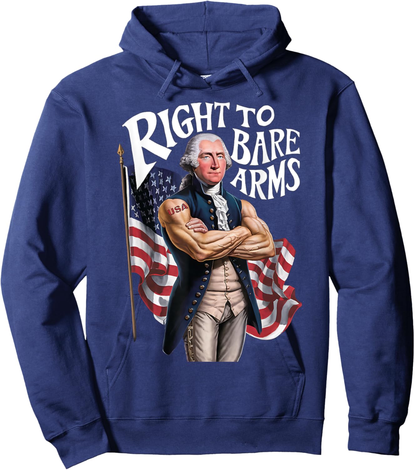 Funny USA George Washington Patriotic Right to Bear Arms Women Men Hoodie - Hoodie | Navy