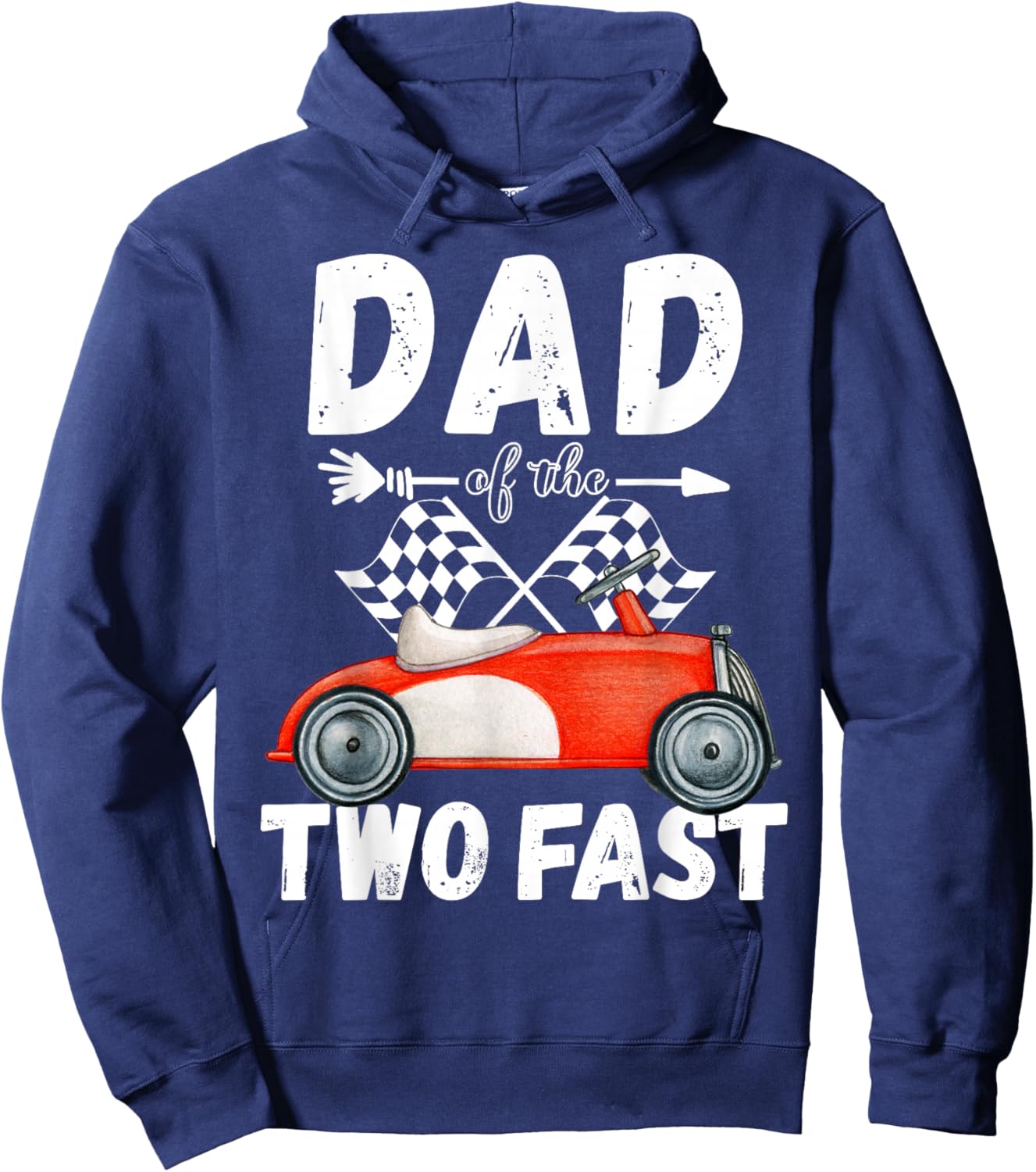 Dad Of The Two Fast 2 Curious Birthday 2nd Little Racer Hoodie - Hoodie | Navy