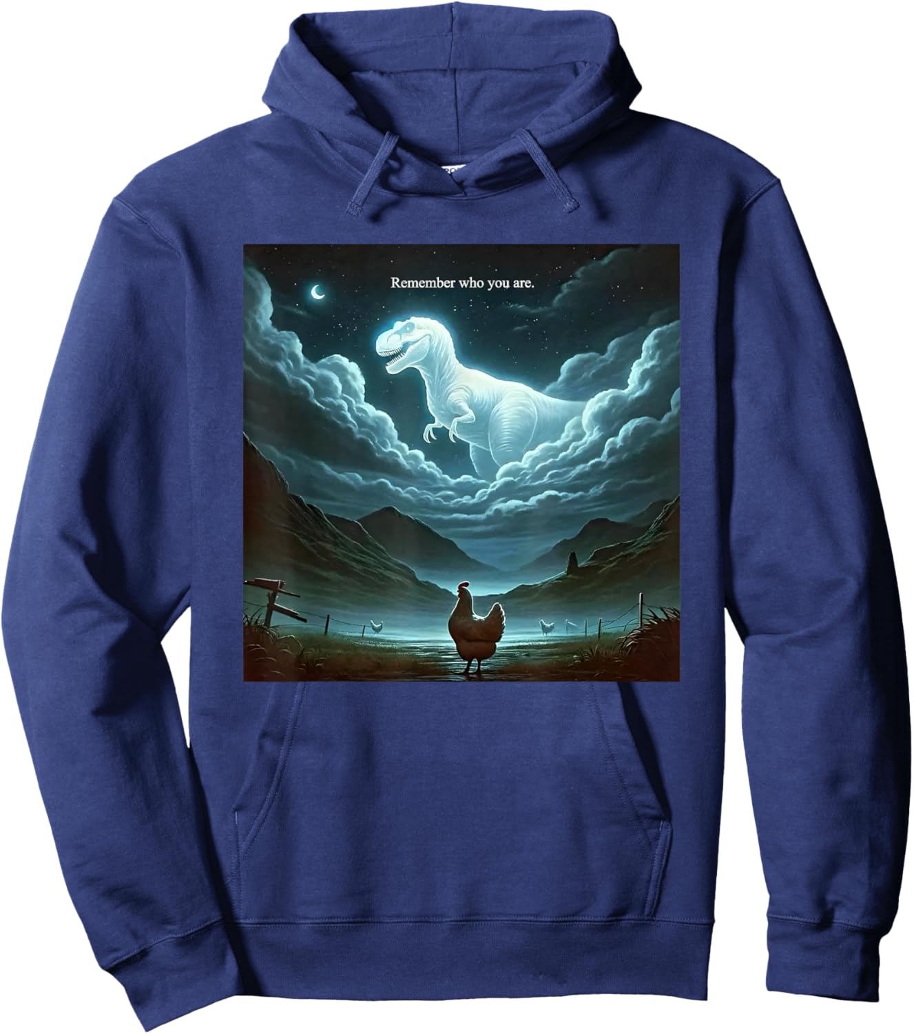 Remember Who are You Dinosaur Chicken Hoodie - Hoodie | Navy