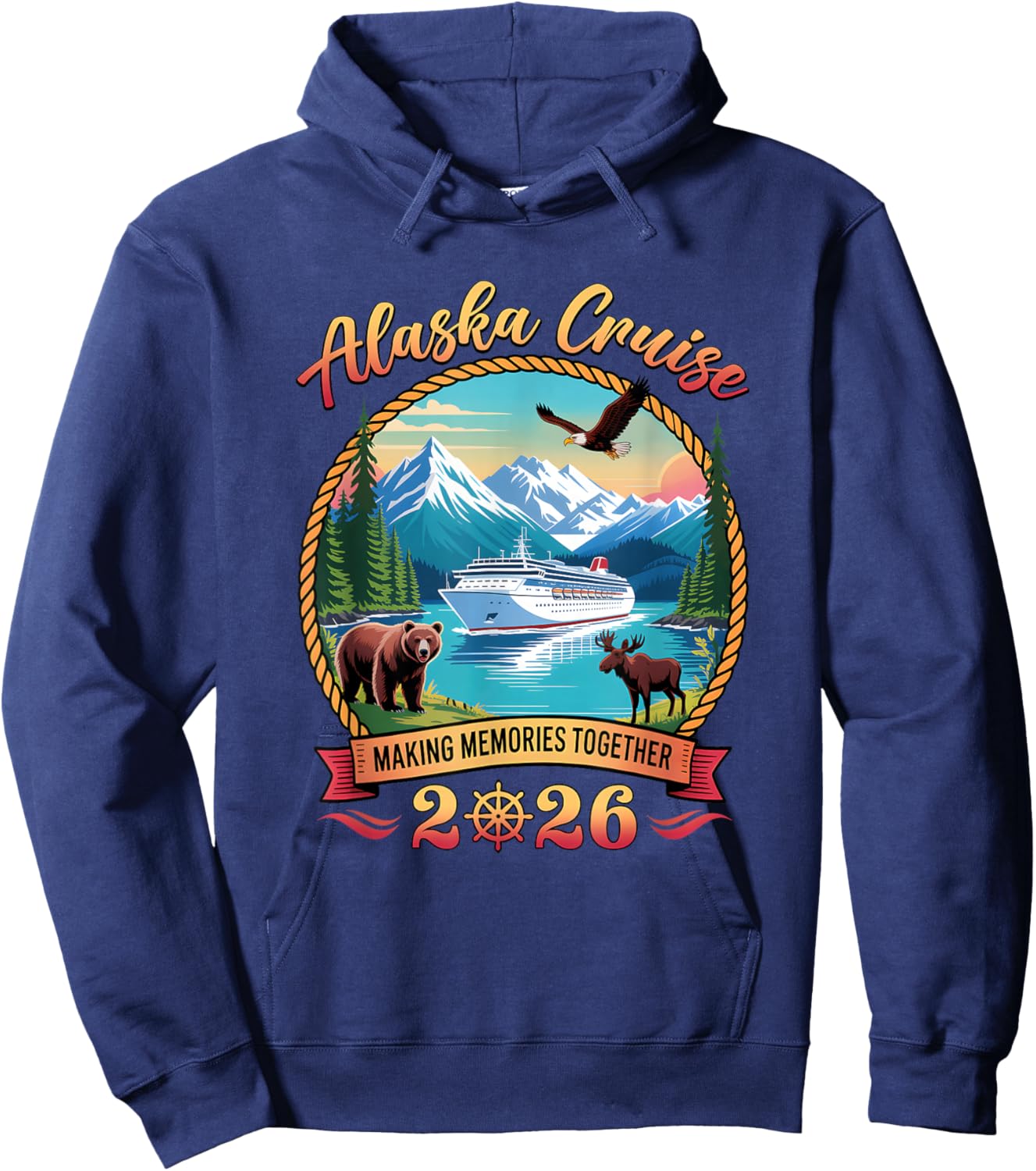 Alaska Cruise 2026 Matching Family Friends and Group Alaskan Hoodie - Hoodie | Navy