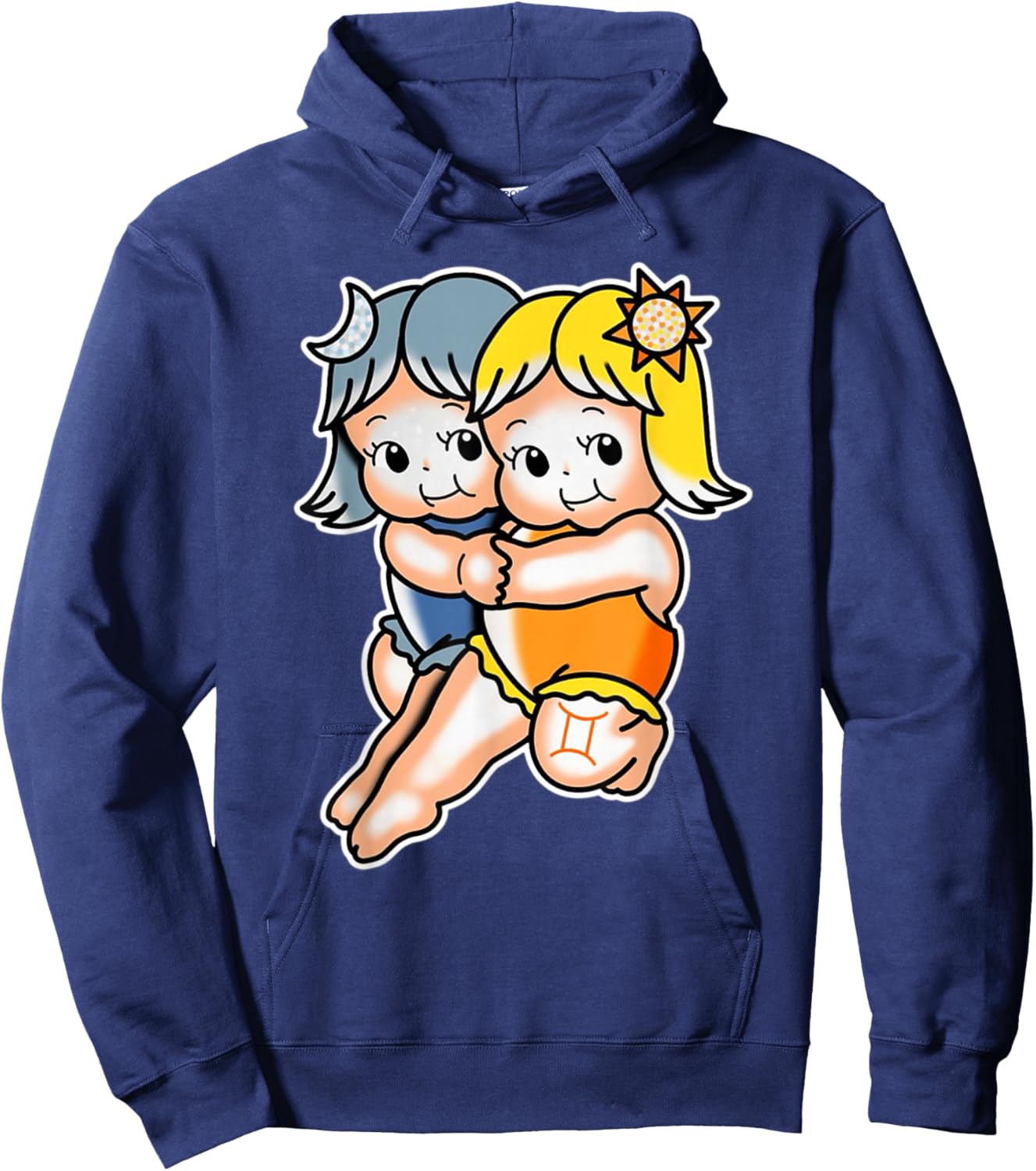 Kewpie Baby Gemini Zodiac Twins Sun Moon Hoodie - Hoodie | Navy