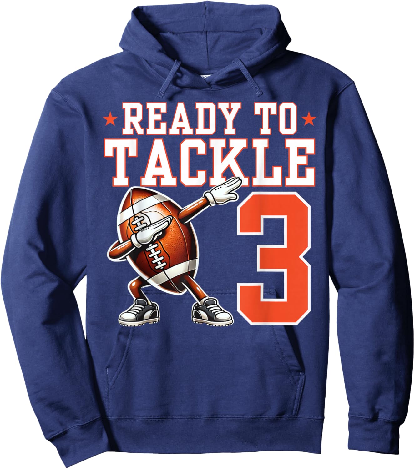 Ready to Tackle 3 Years Old 3rd Birthday Football Party Hoodie - Hoodie | Navy