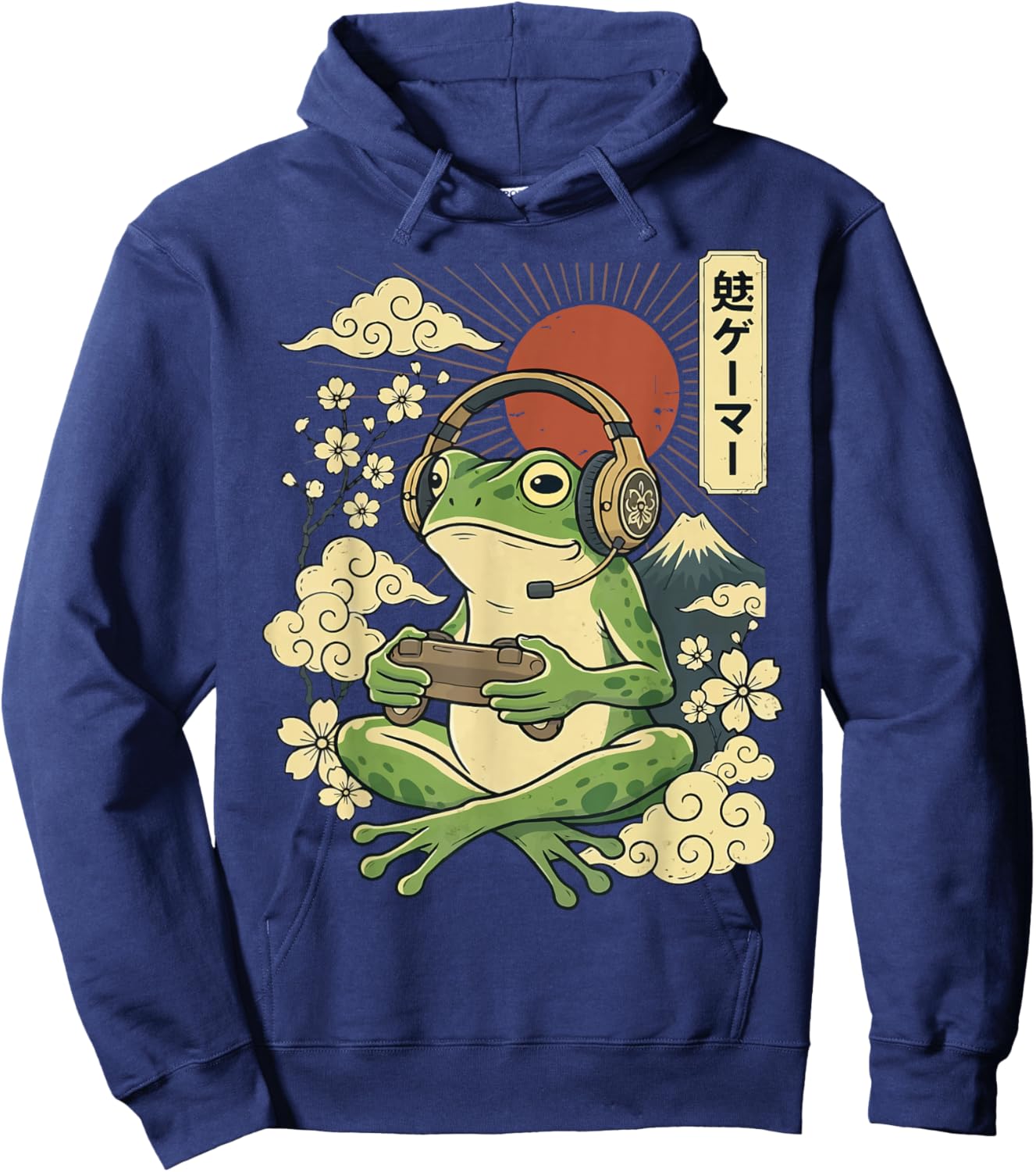 Japanese Gamer Frog Japan Anime Gaming Hoodie - Hoodie | Navy