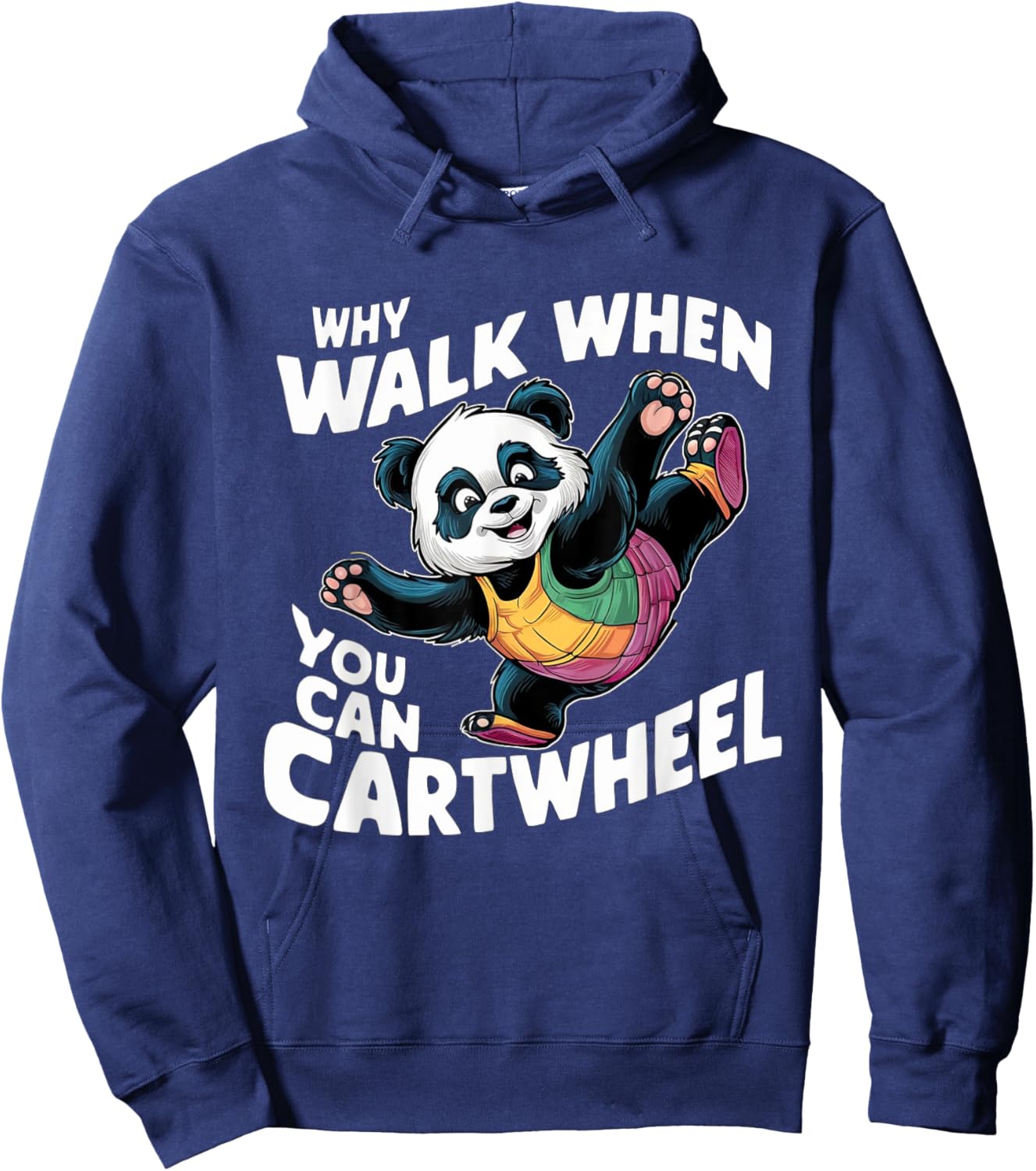 Why Walk When You Can Cartwheel Funny Panda Gymnastics Girls Hoodie - Hoodie | Navy