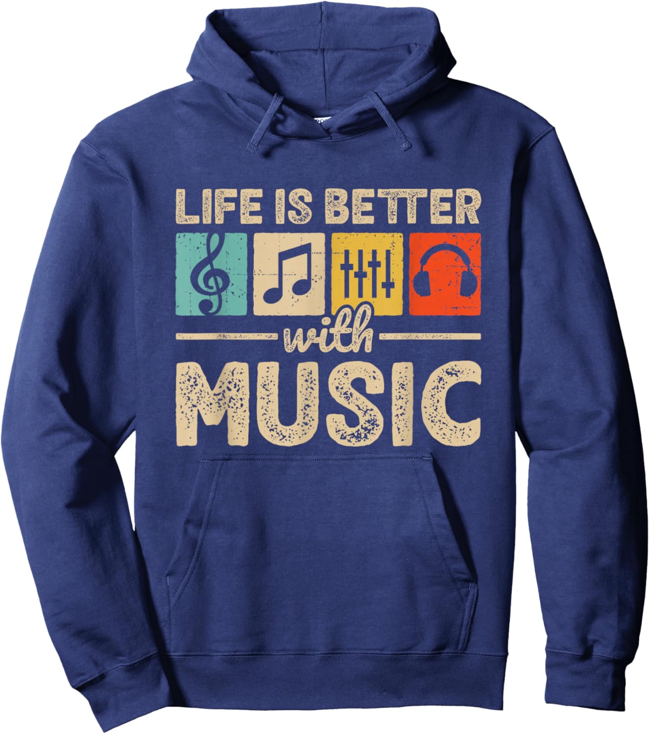 Life Is Better With Music Lover Musician EDM Music Hoodie - Hoodie | Navy