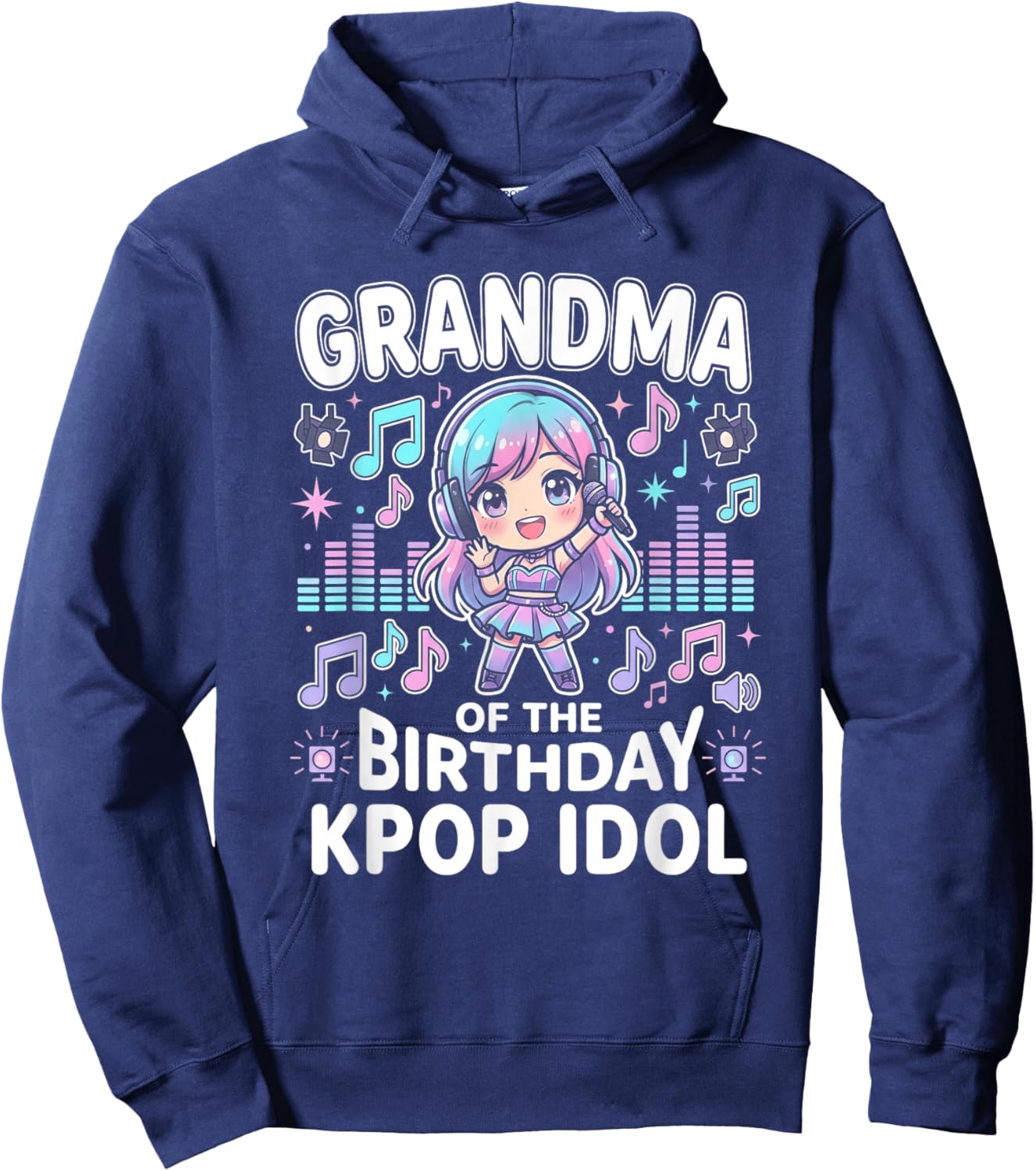 Grandma of the Birthday Kpop Idol Chibi Girls K pop Theme Hoodie - Hoodie | Navy
