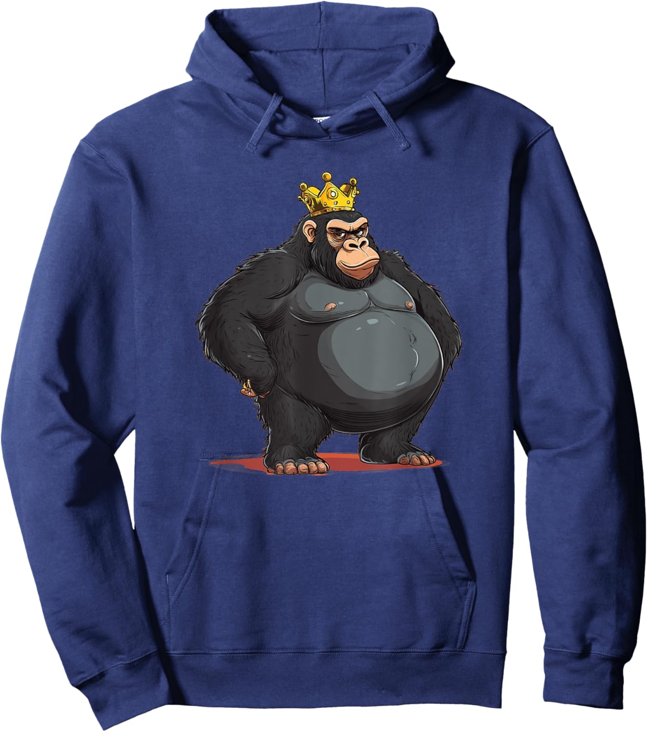 Fat Gorilla Monarch with Crown for a Royal Look Hoodie - Hoodie | Navy