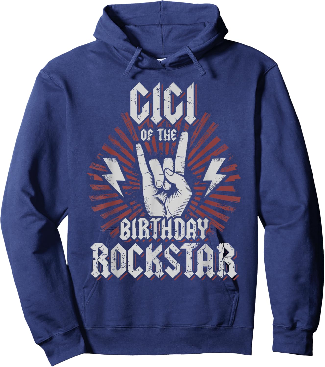 Gigi of the Birthday Rockstar Matching Rocker Rock Star Hoodie - Hoodie | Navy