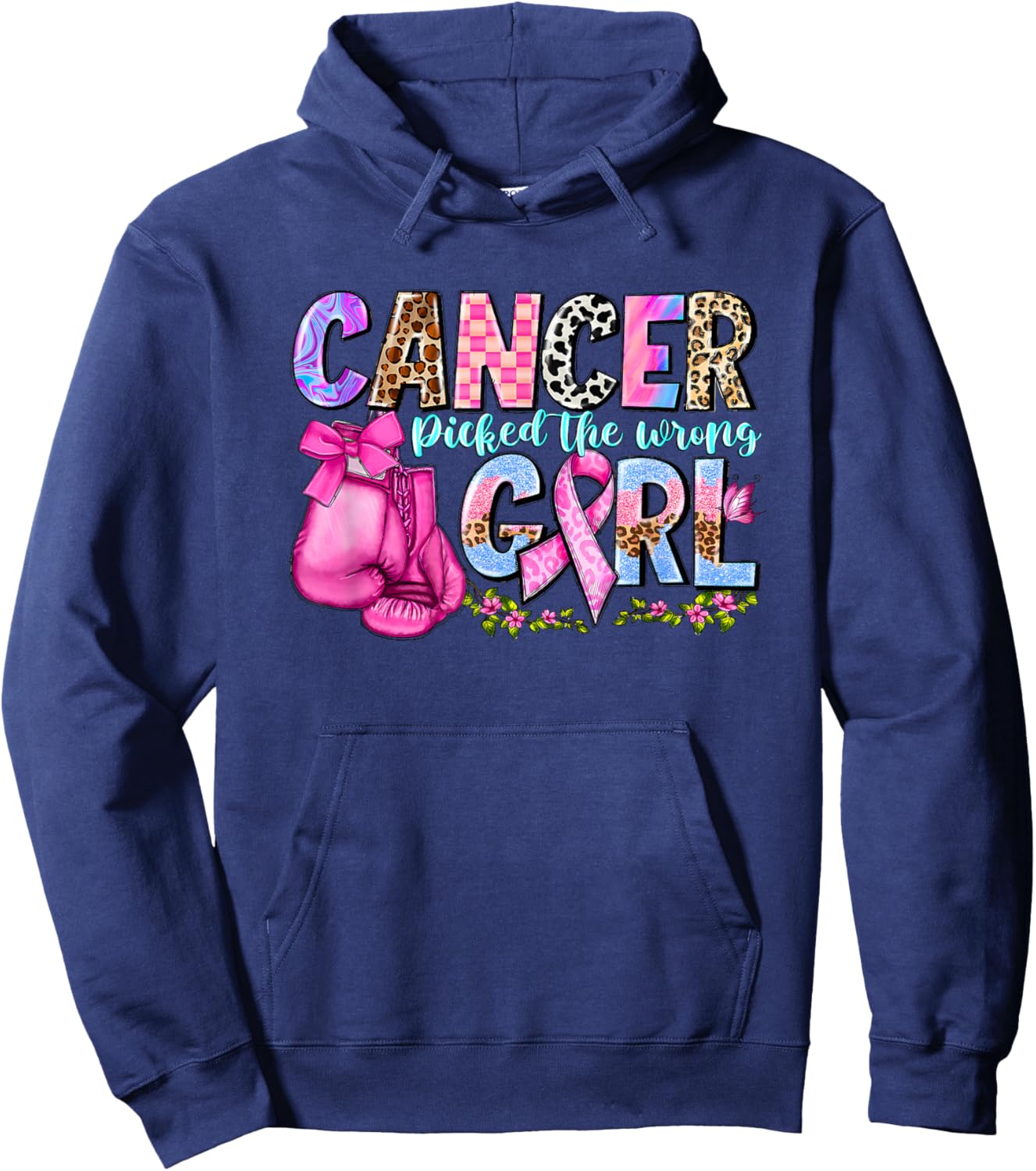 Cancer Picked the Wrong Girl Hoodie - Hoodie | Navy