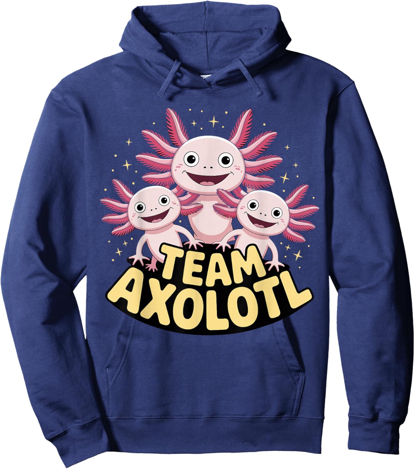 Team Axolotl Funny Cartoon Amphibian Ocean Party Graphic Hoodie - Hoodie | Navy