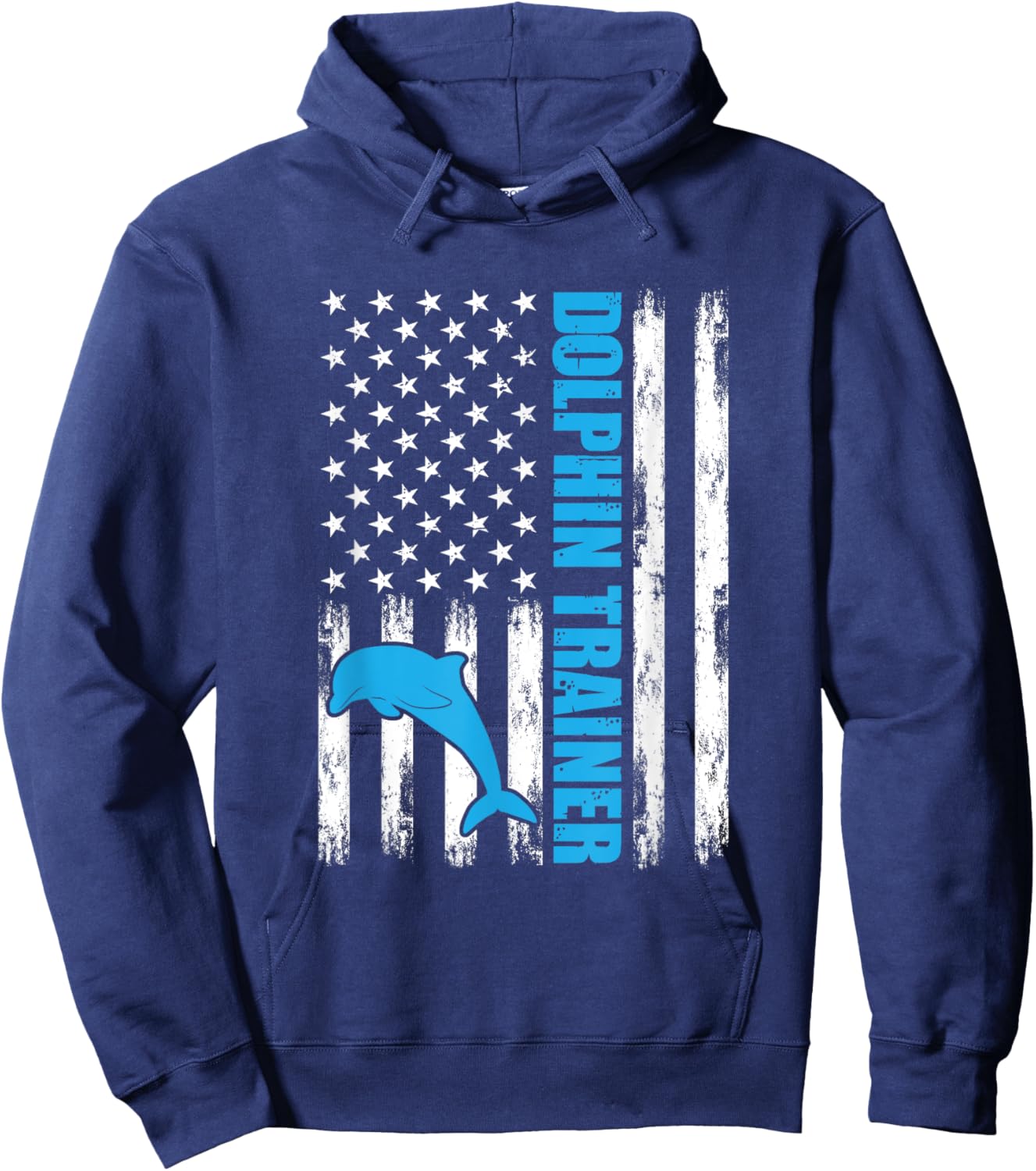 Dolphin American Flag Sea Ocean Animals Dolphin Trainer Hoodie - Hoodie | Navy
