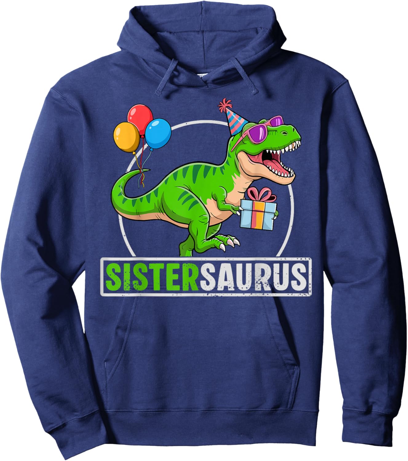 Sistersaurus T-Rex Dinosaur Sister Saurus Family Matching Hoodie - Hoodie | Navy