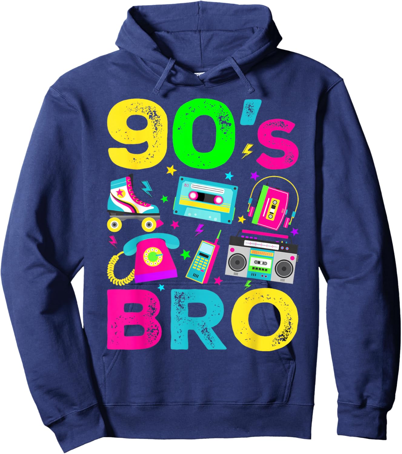 90s Bro 1990s Vintage Style Nineties Retro Party Hoodie - Hoodie | Navy