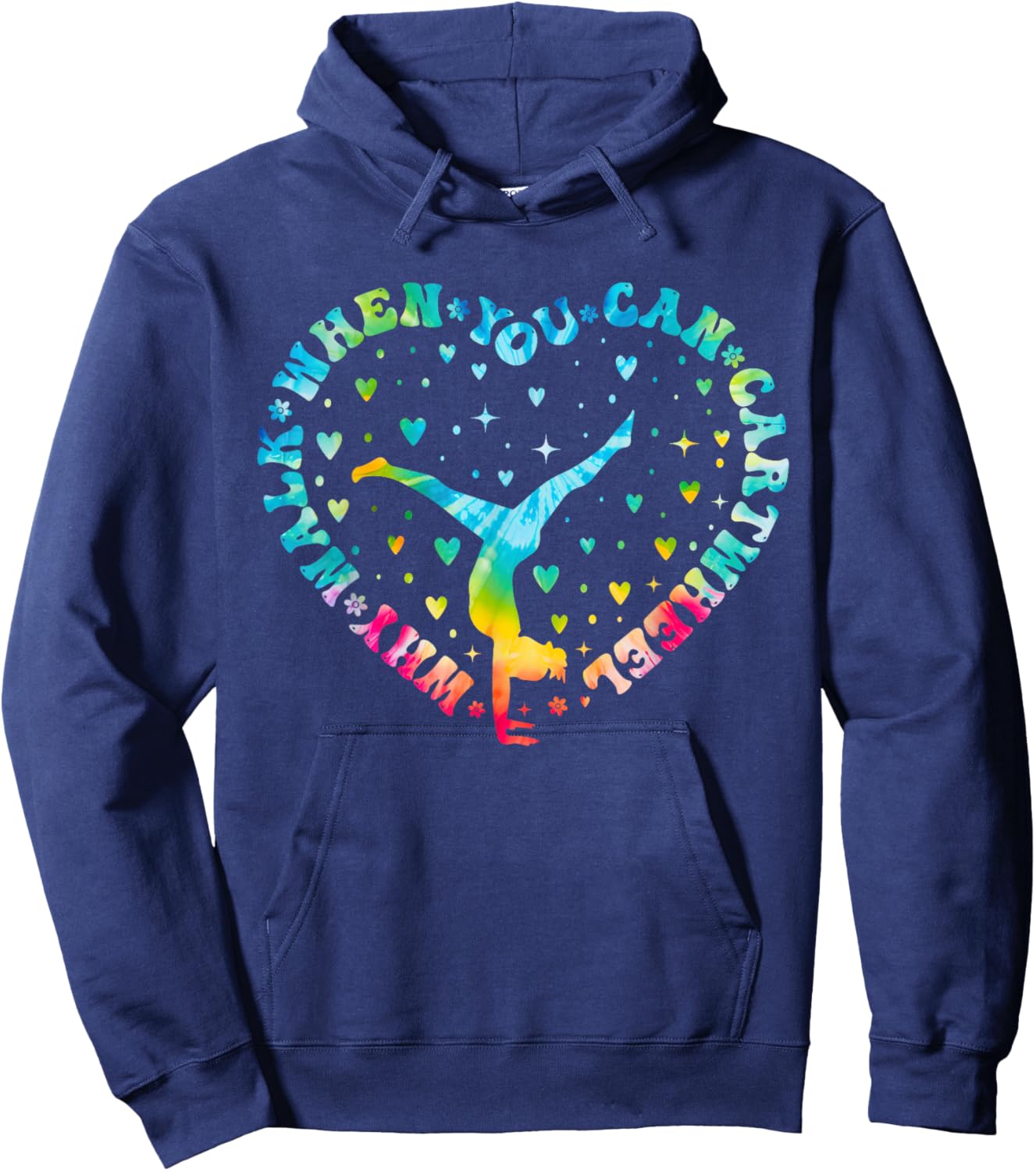 Tie-dye Heart Cartwheel Gymnastics Cheerleader Gymnast Girl Hoodie - Hoodie | Navy
