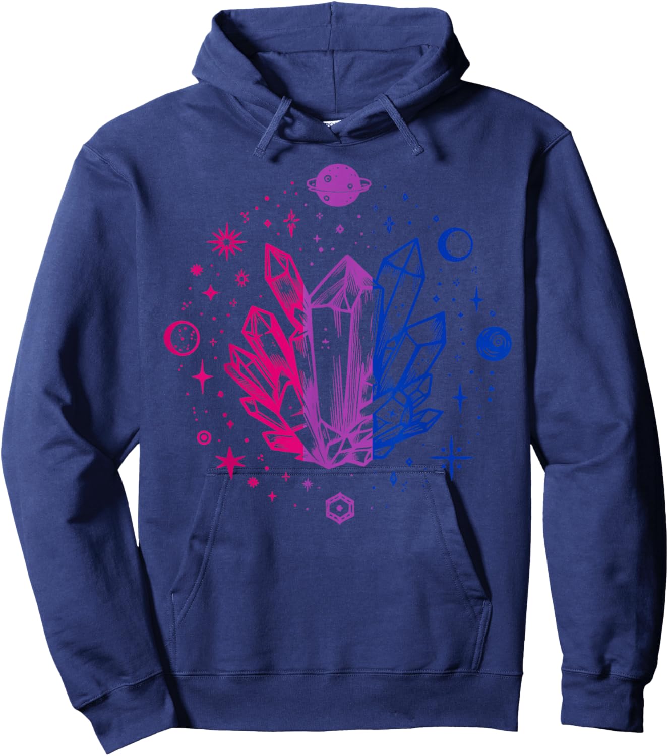 Celestial Bisexual Crystals with Cosmic Pride Energy Hoodie - Hoodie | Navy