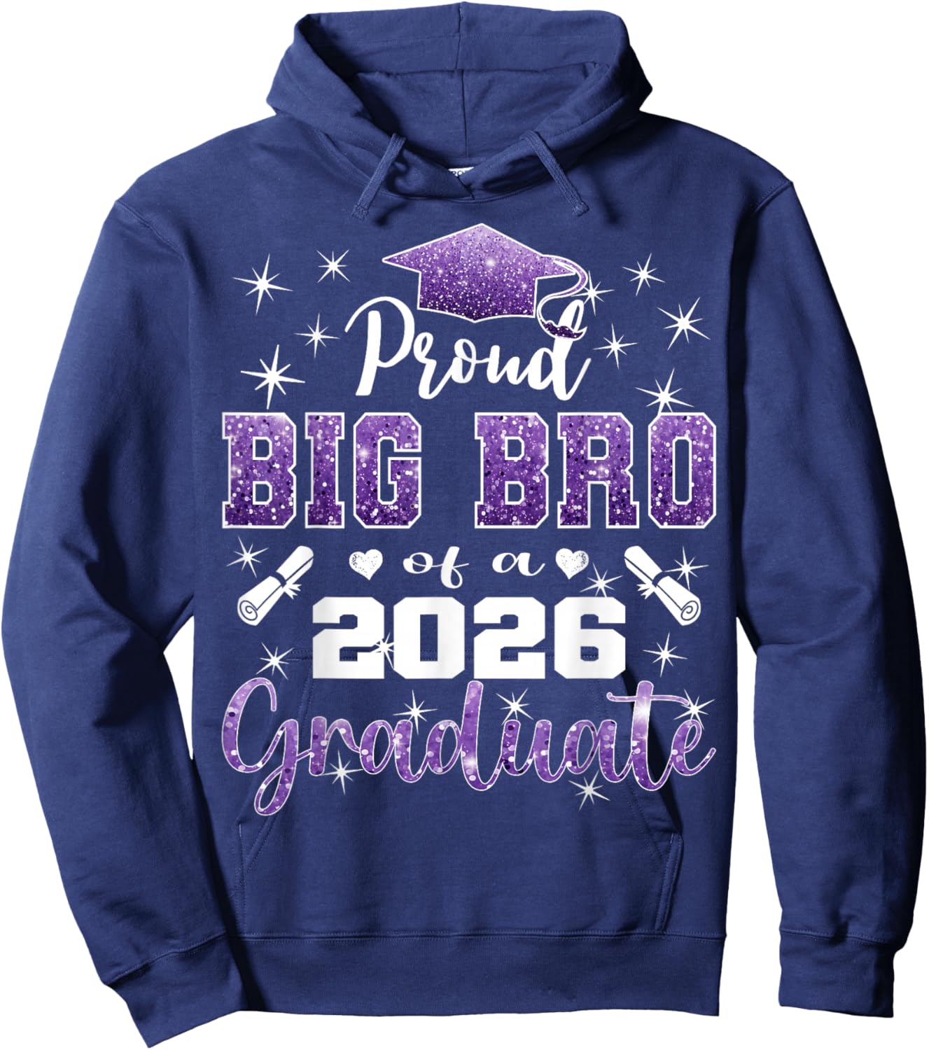 Super Proud Big Bro of 2026 Graduate Graduation Family Hoodie - Hoodie | Navy